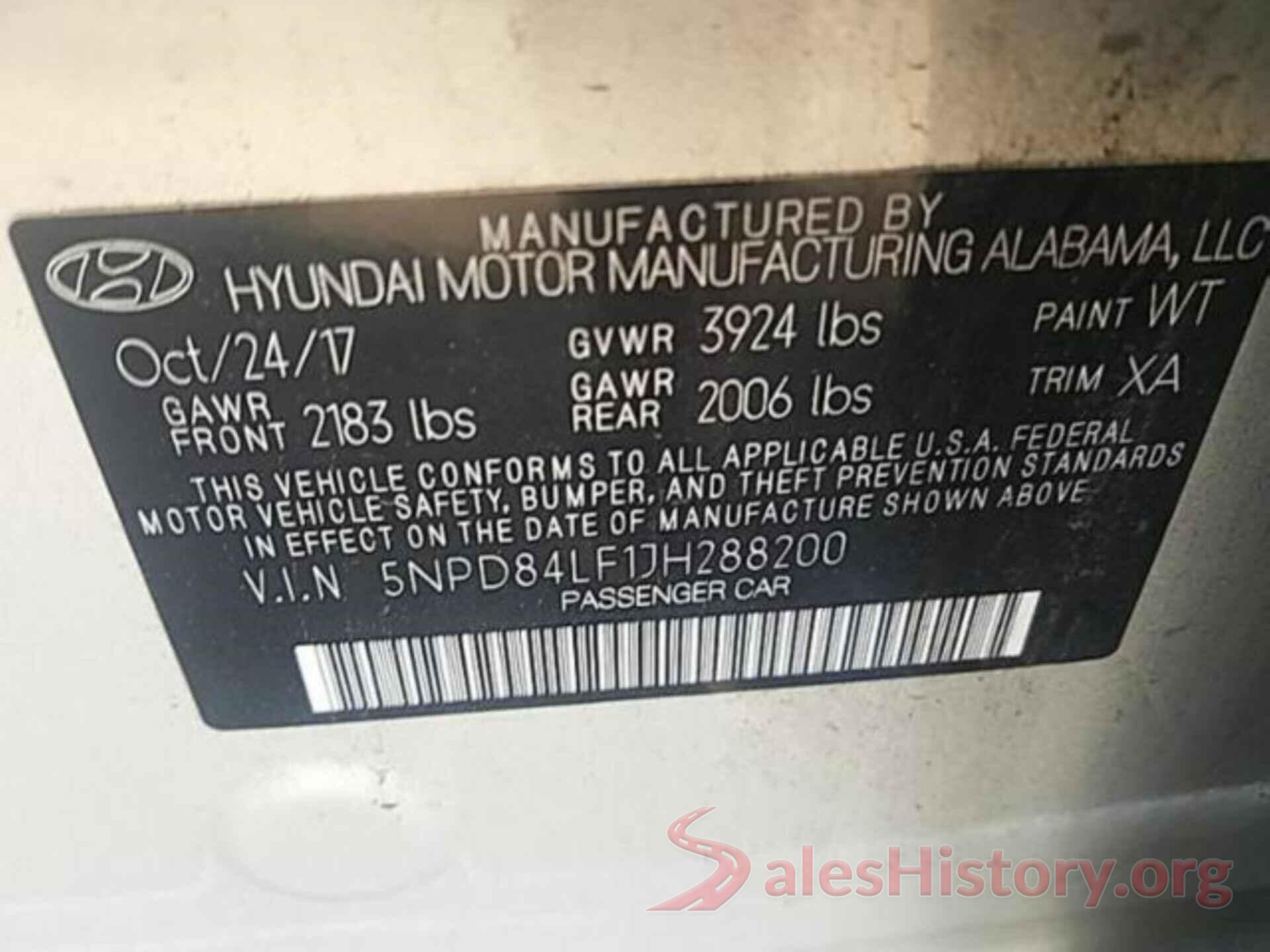 5NPD84LF1JH288200 2018 HYUNDAI ELANTRA