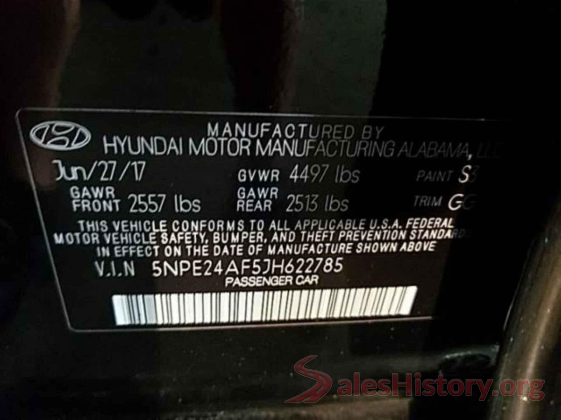 5NPE24AF5JH622785 2018 HYUNDAI SONATA