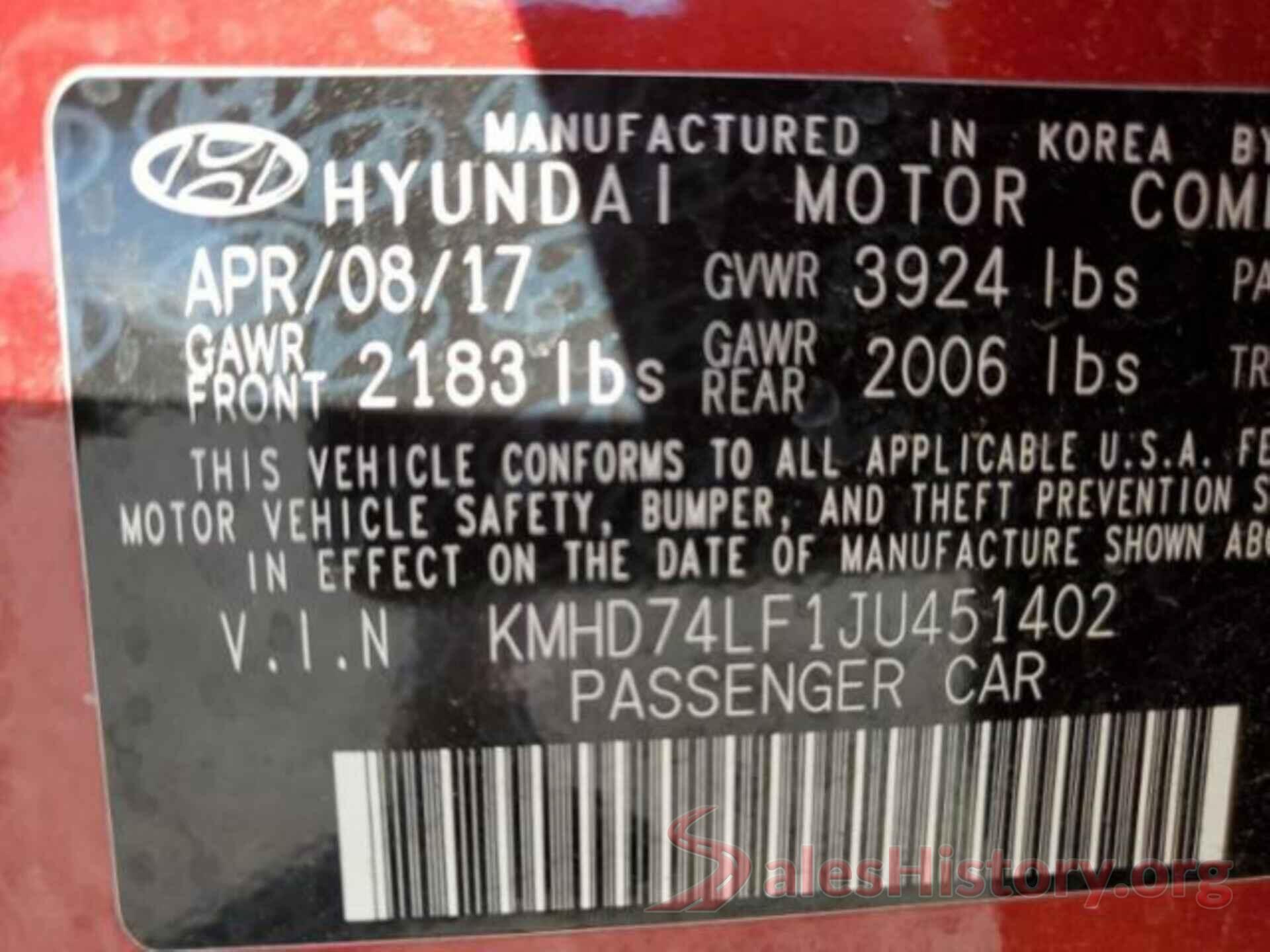 KMHD74LF1JU451402 2018 HYUNDAI ELANTRA