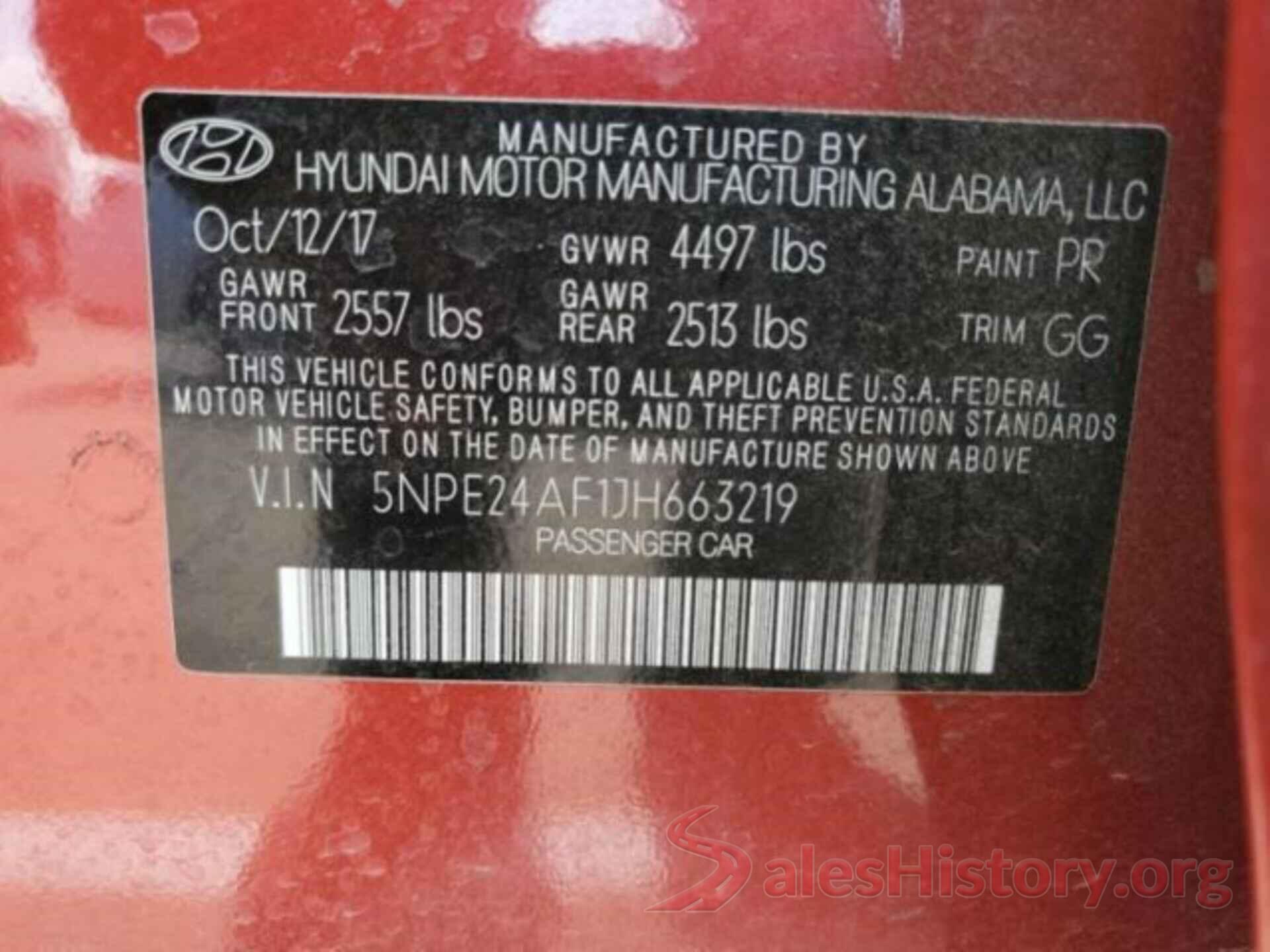 5NPE24AF1JH663219 2018 HYUNDAI SONATA