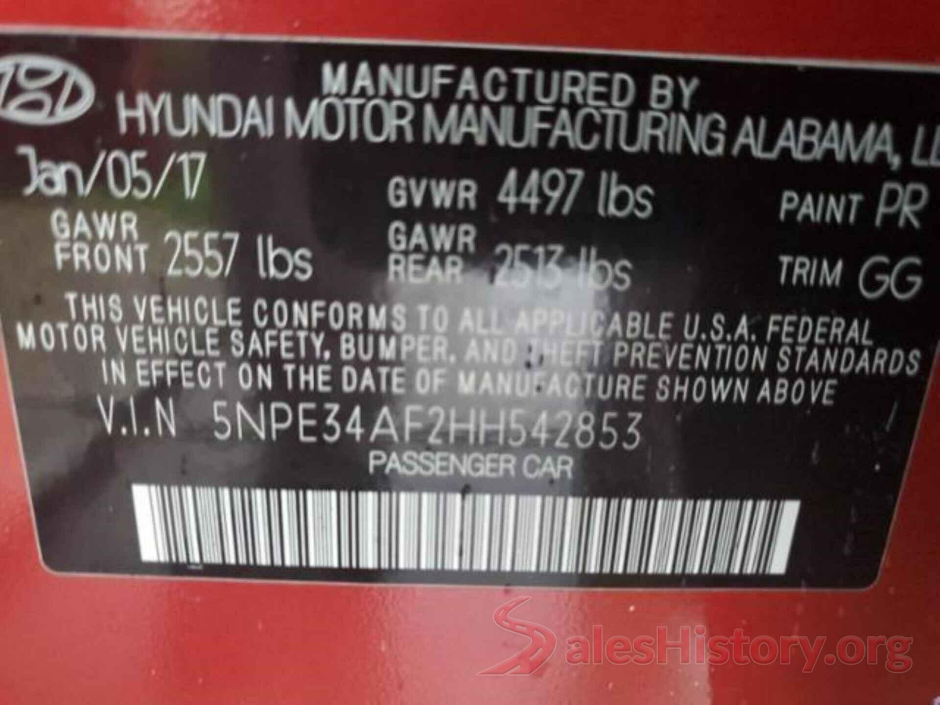 5NPE34AF2HH542853 2017 HYUNDAI SONATA