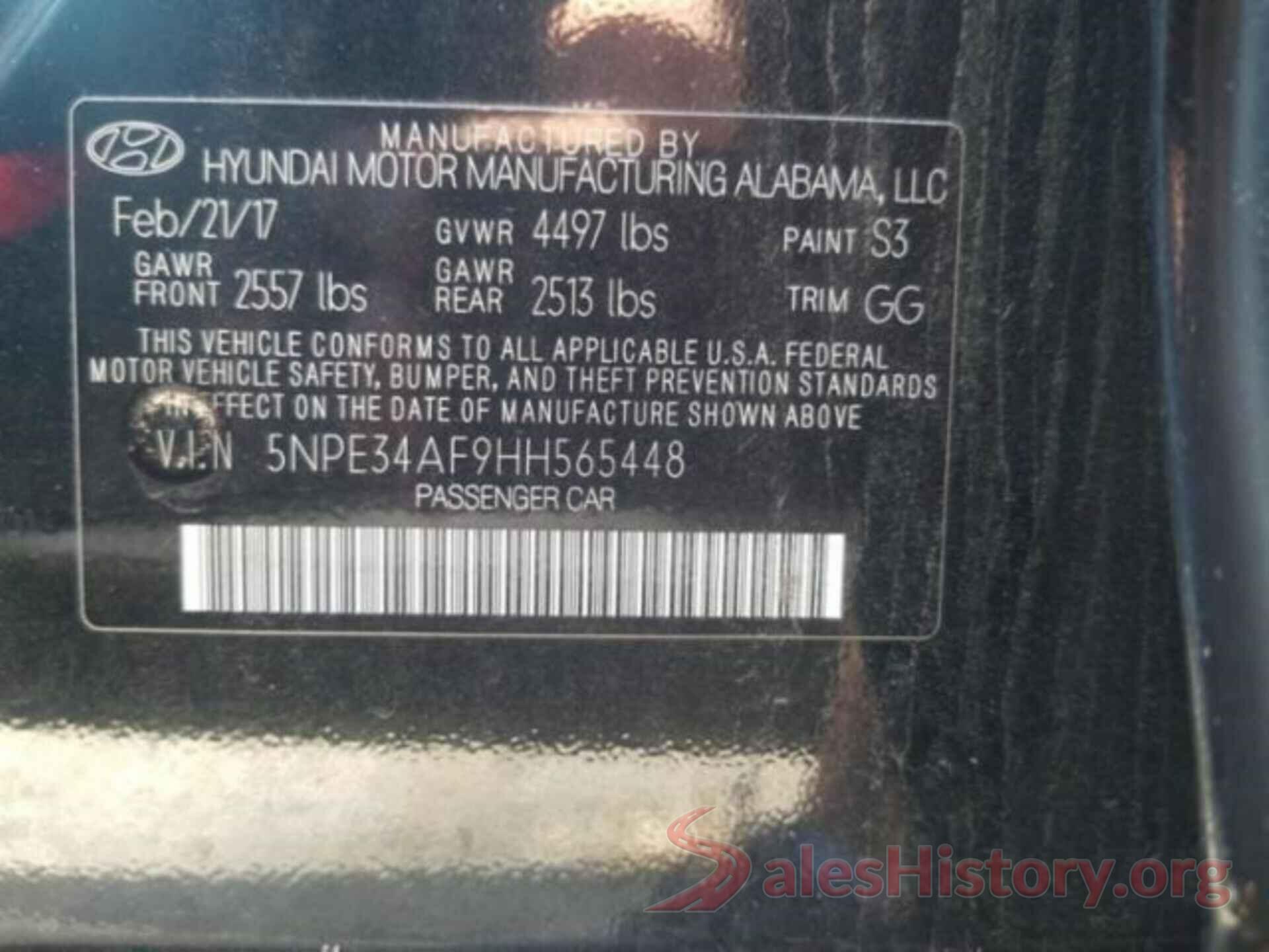 5NPE34AF9HH565448 2017 HYUNDAI SONATA