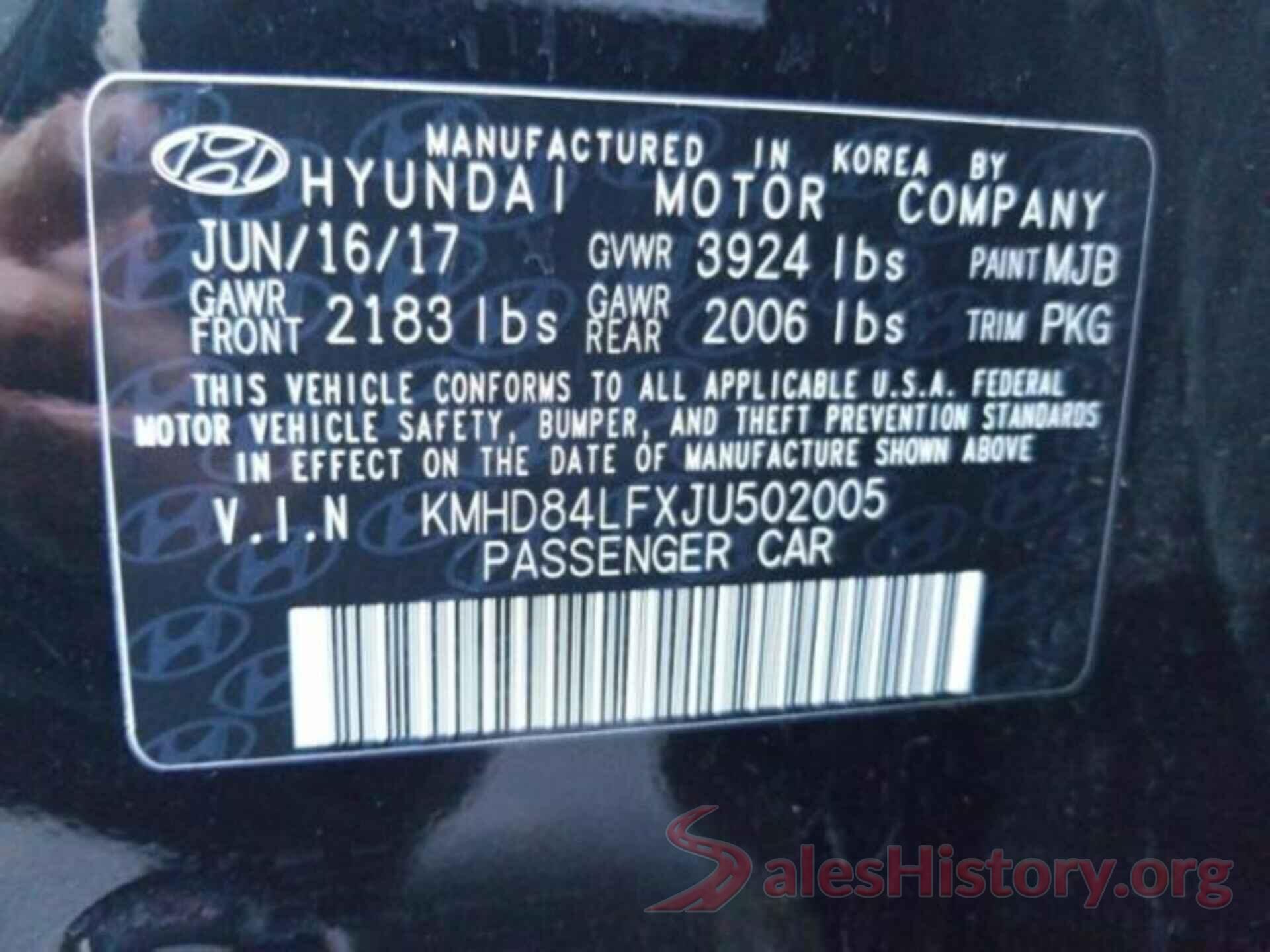 KMHD84LFXJU502005 2018 HYUNDAI ELANTRA