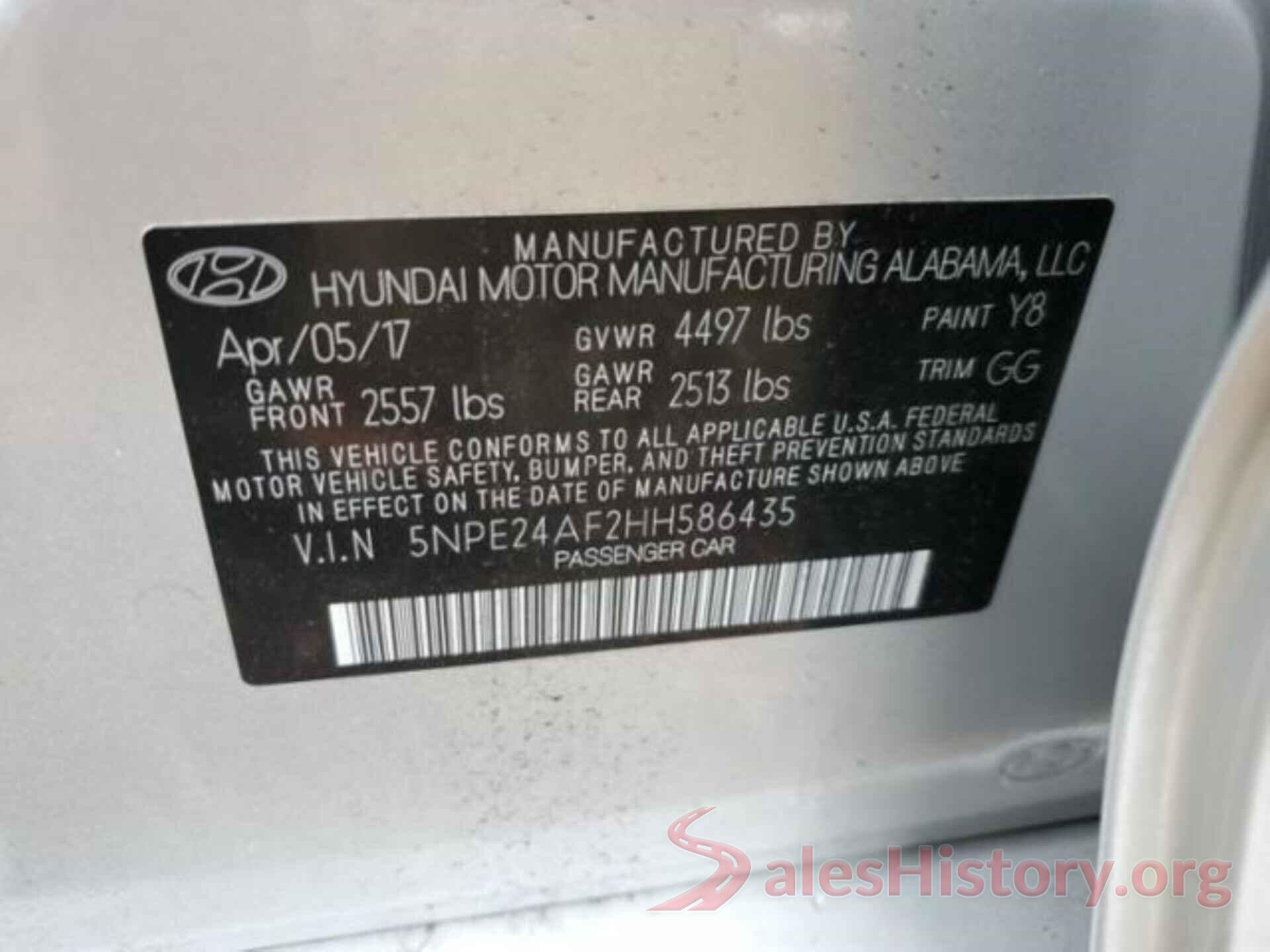 5NPE24AF2HH586435 2017 HYUNDAI SONATA