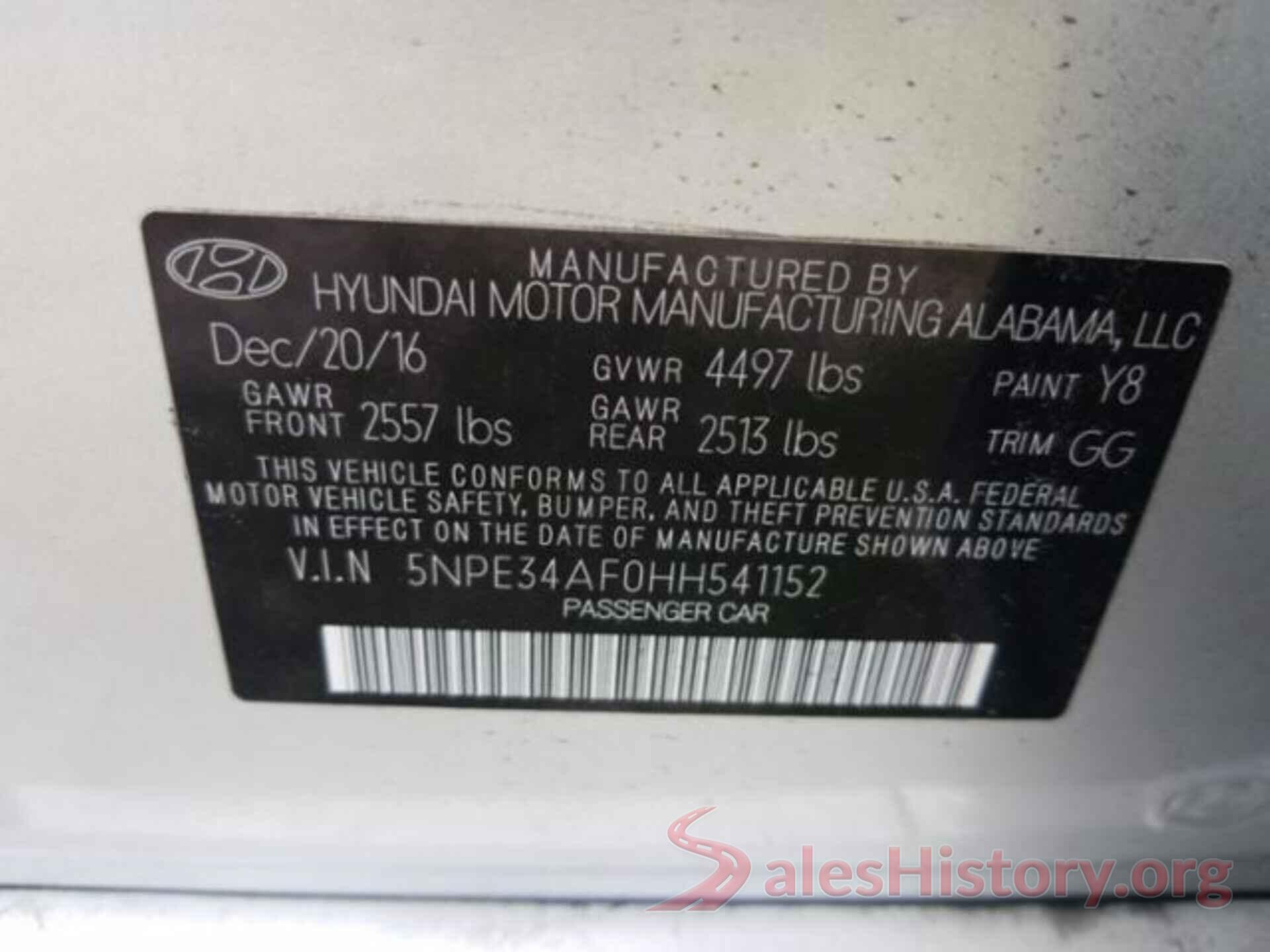 5NPE34AF0HH541152 2017 HYUNDAI SONATA