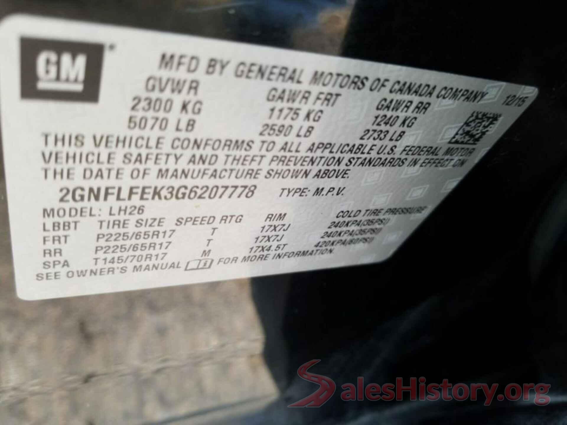 2GNFLFEK3G6207778 2016 CHEVROLET EQUINOX