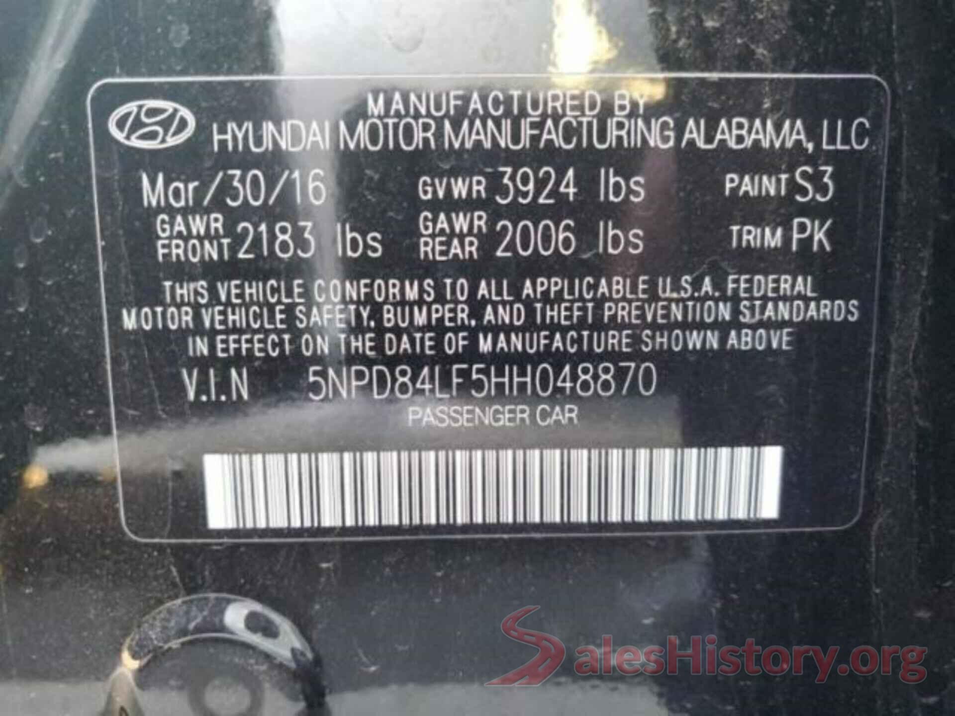 5NPD84LF5HH048870 2017 HYUNDAI ELANTRA