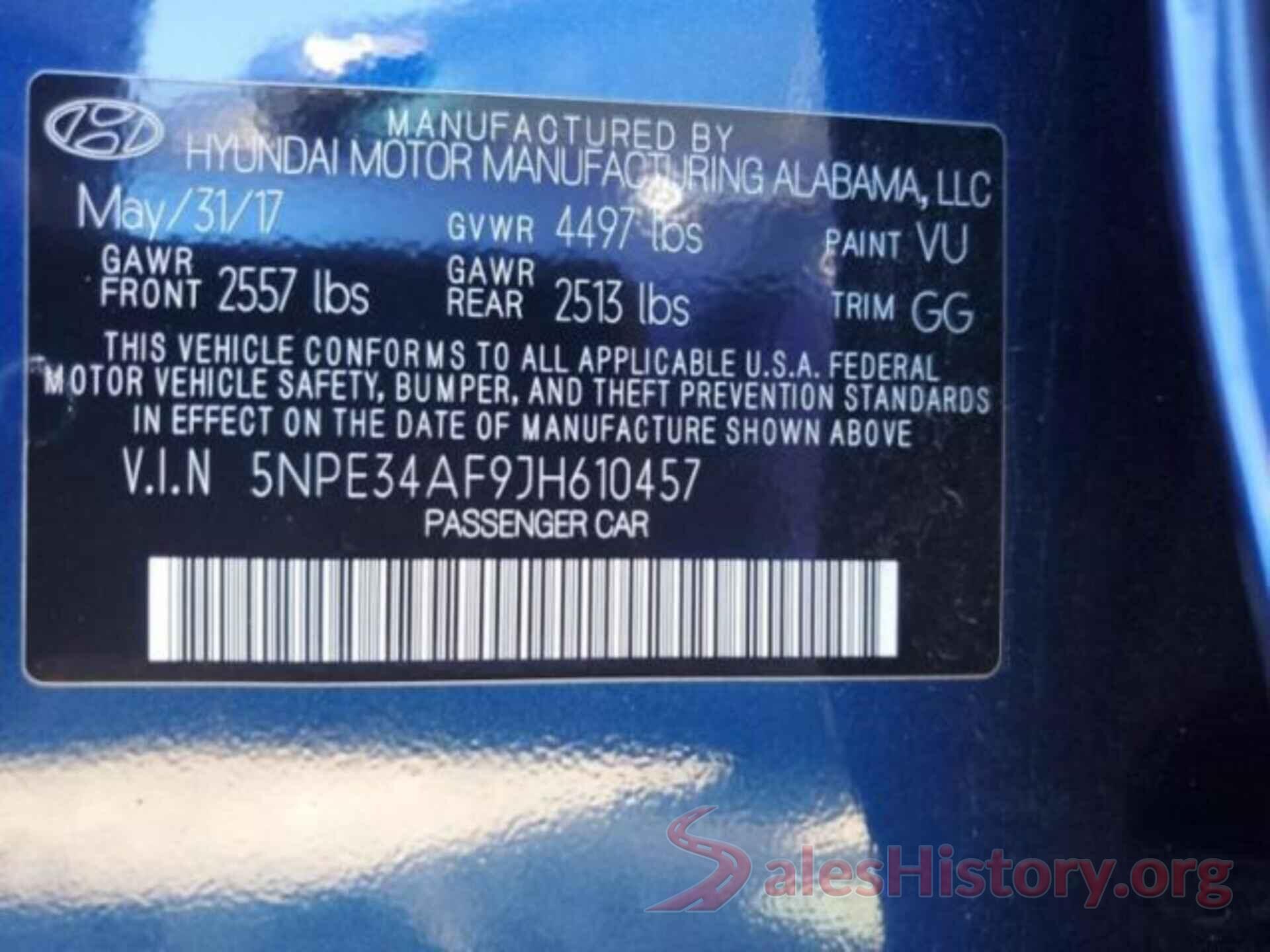 5NPE34AF9JH610457 2018 HYUNDAI SONATA