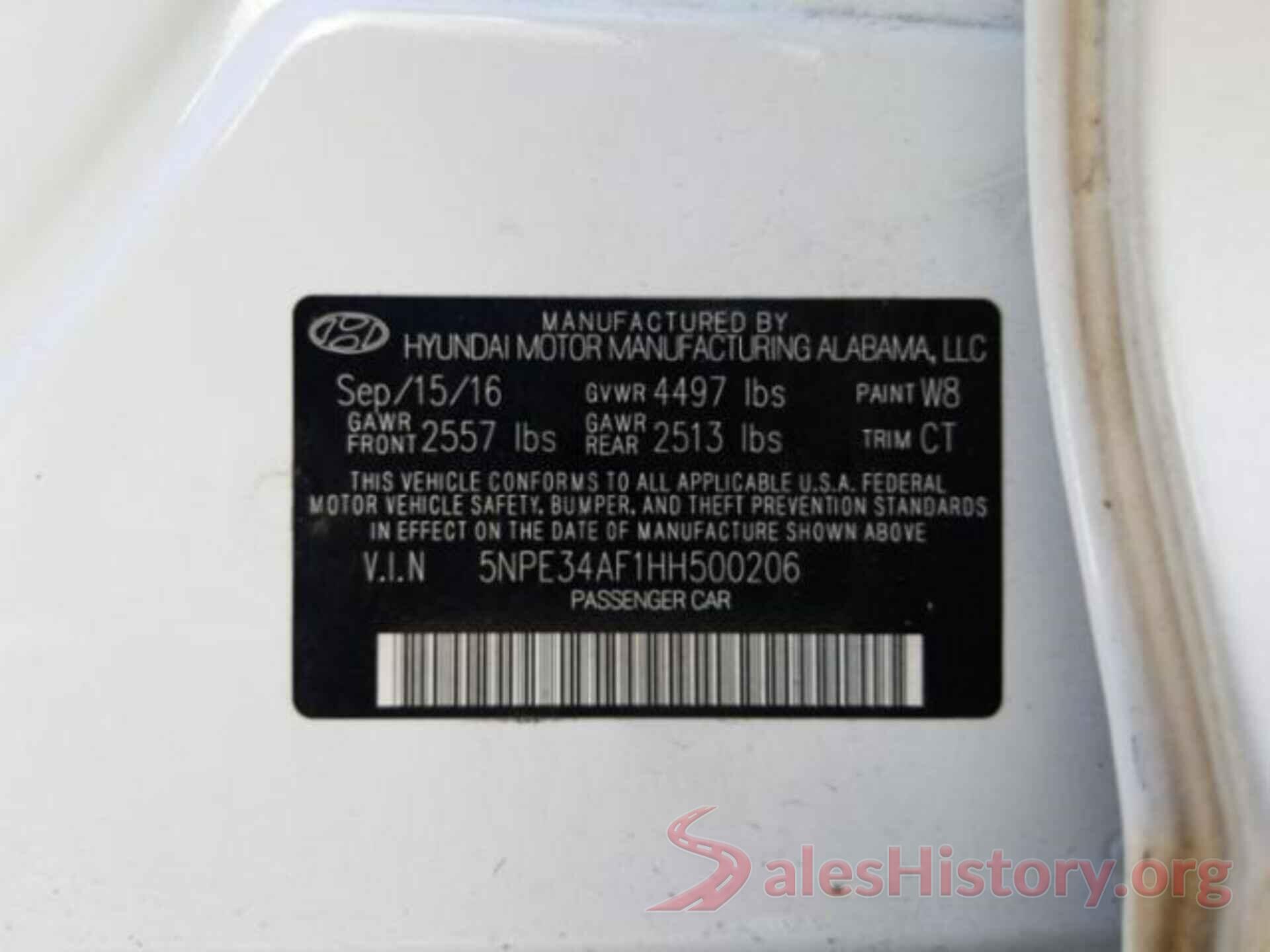 5NPE34AF1HH500206 2017 HYUNDAI SONATA