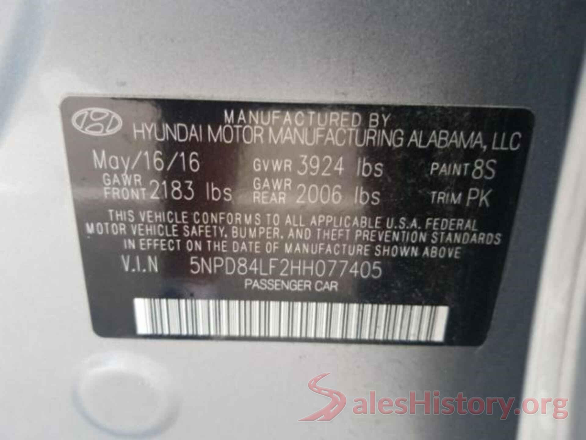 5NPD84LF2HH077405 2017 HYUNDAI ELANTRA