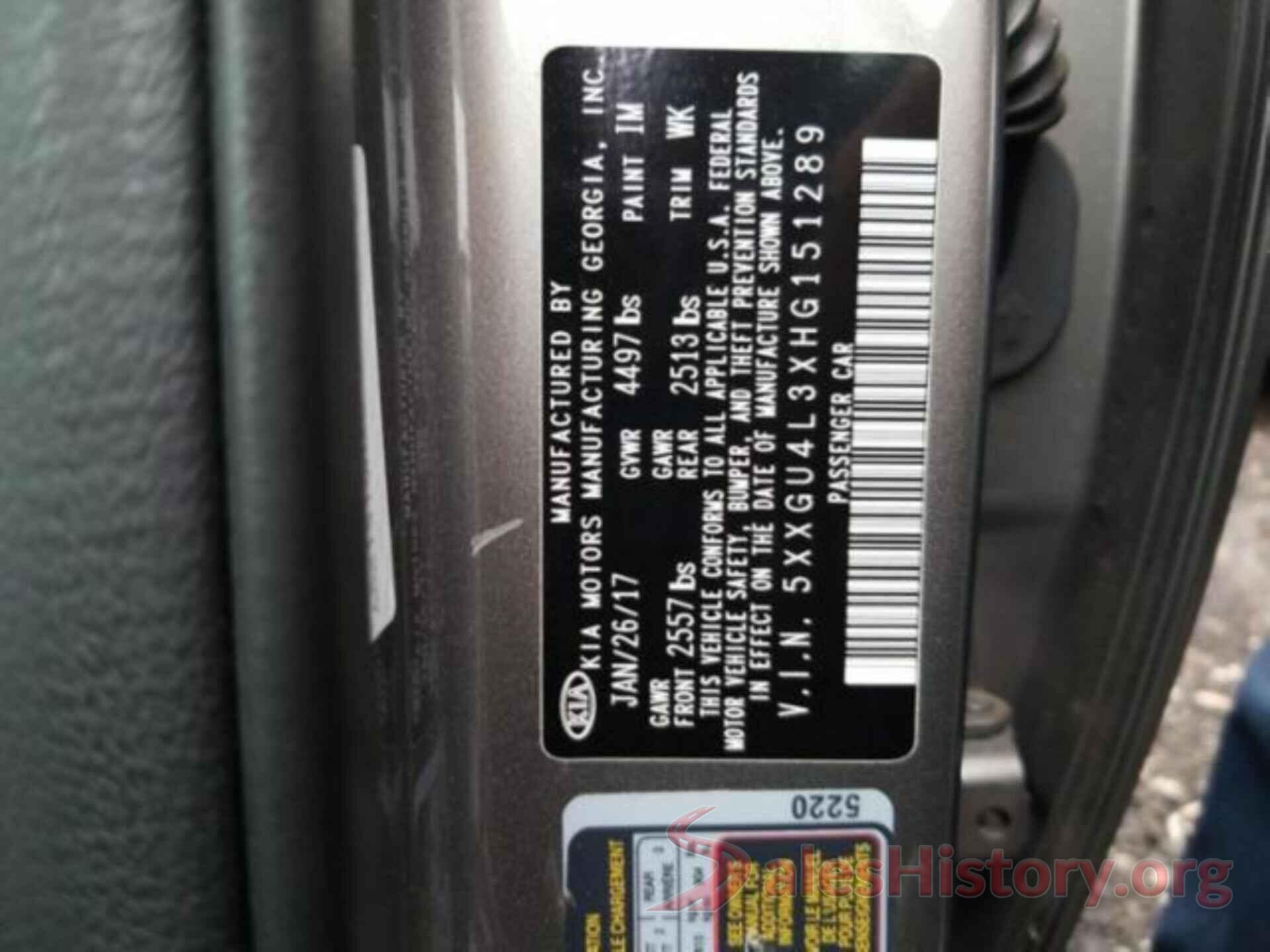 5XXGU4L3XHG151289 2017 KIA OPTIMA