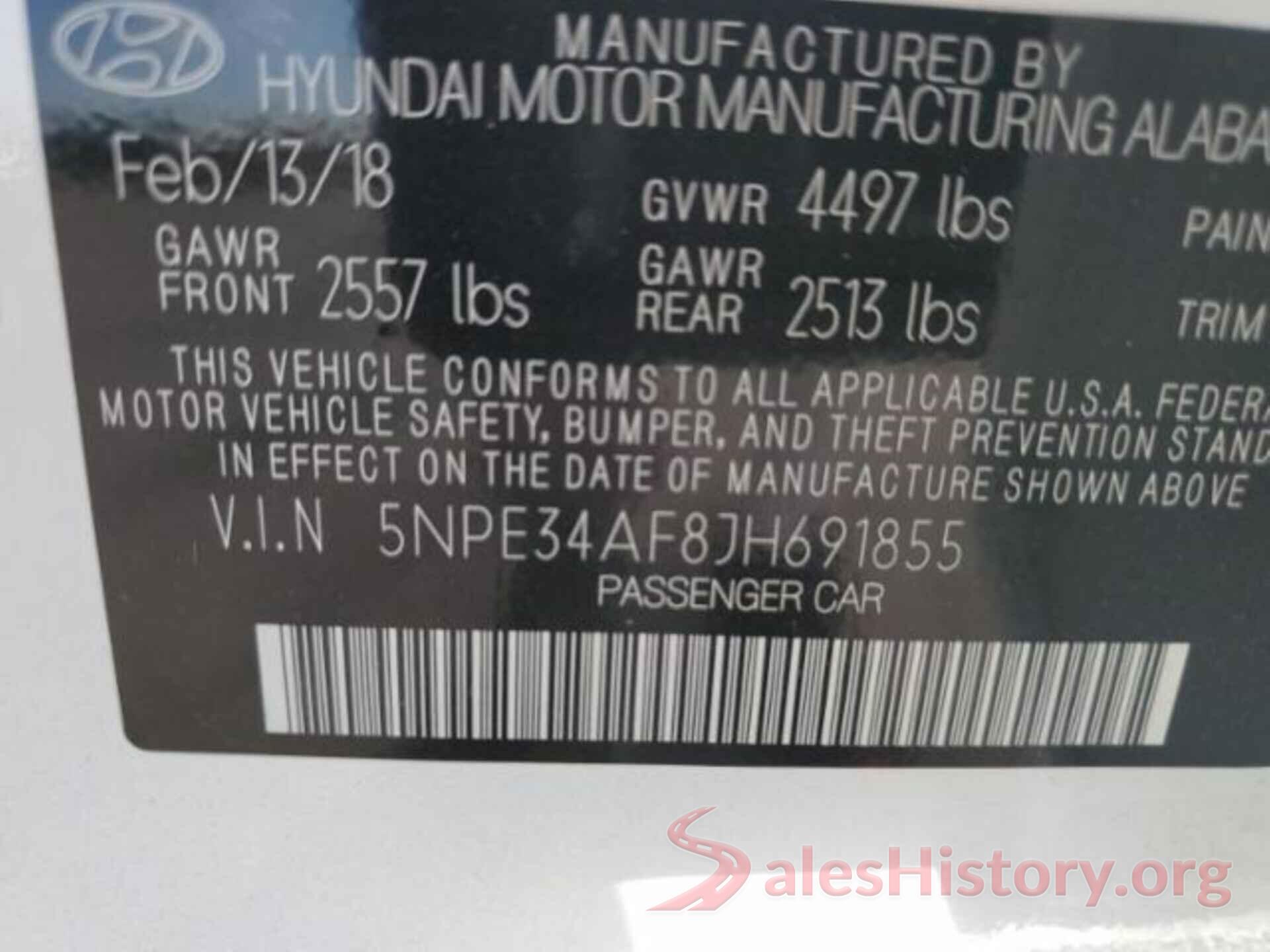 5NPE34AF8JH691855 2018 HYUNDAI SONATA