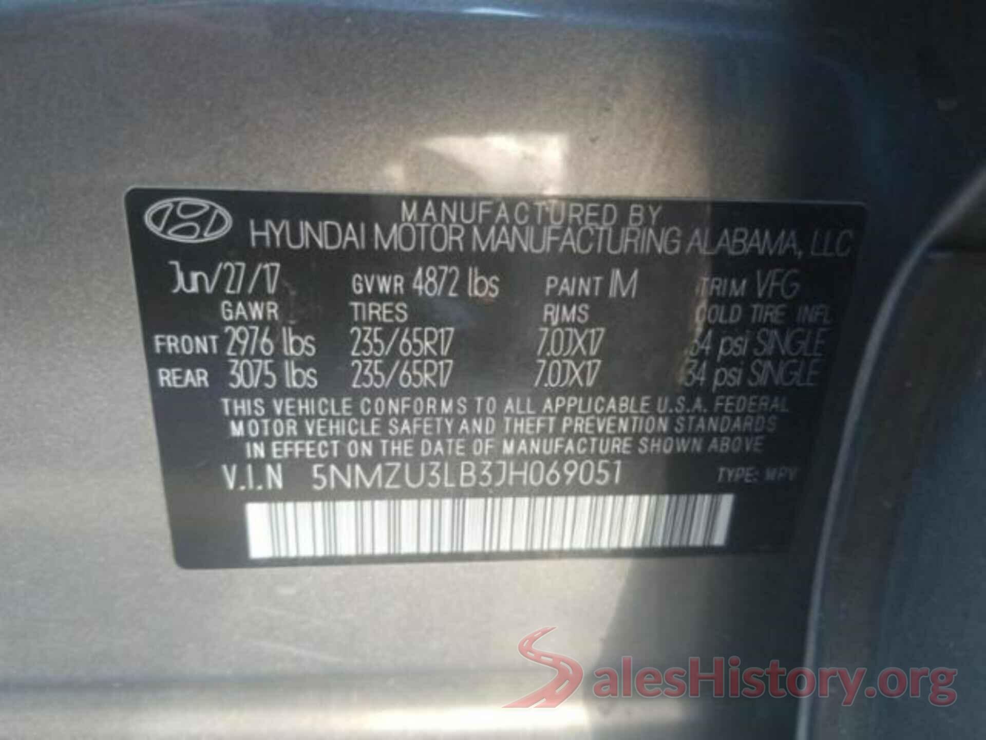 5NMZU3LB3JH069051 2018 HYUNDAI SANTA FE SPORT