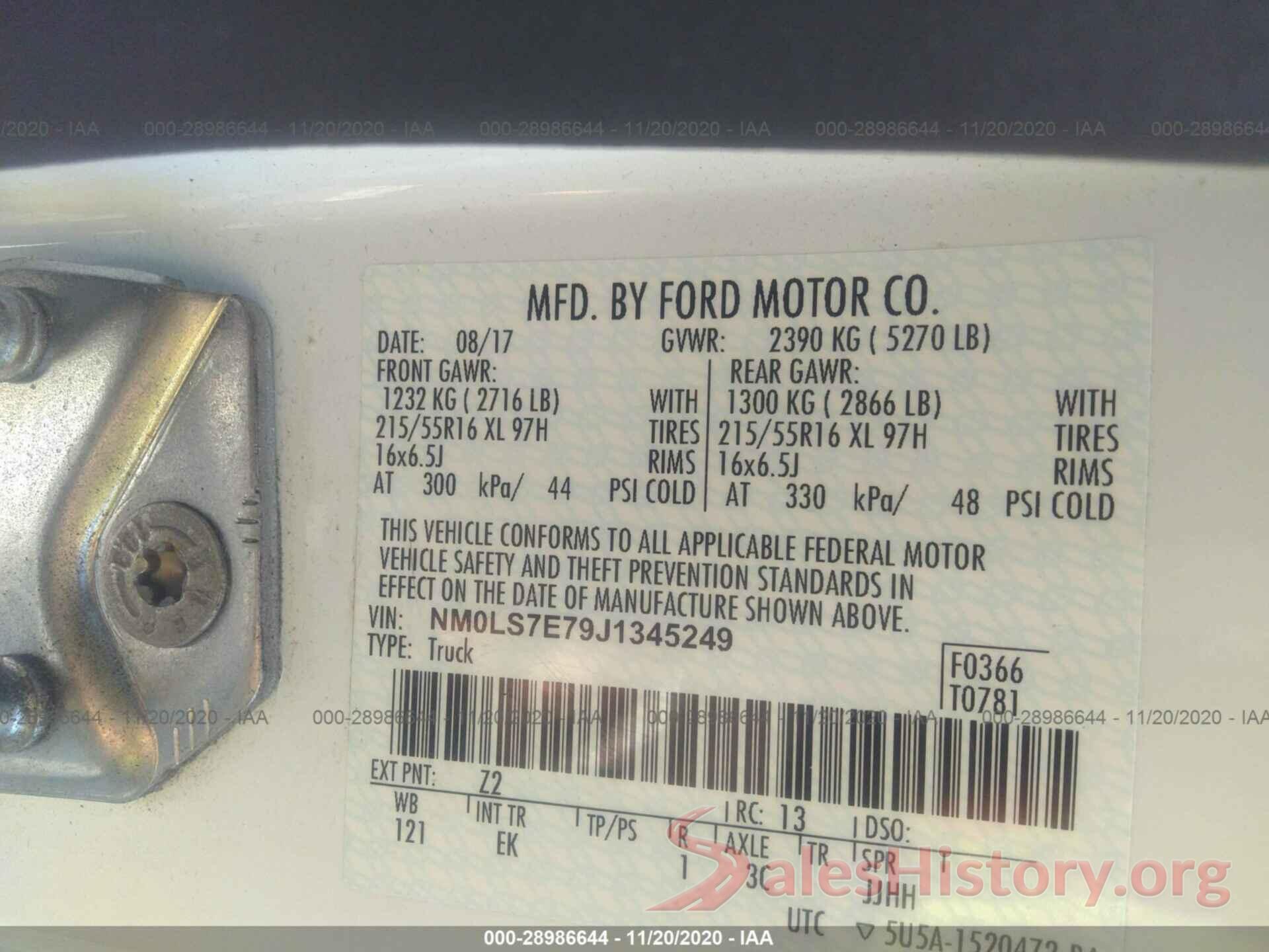 NM0LS7E79J1345249 2018 FORD TRANSIT CONNECT VAN