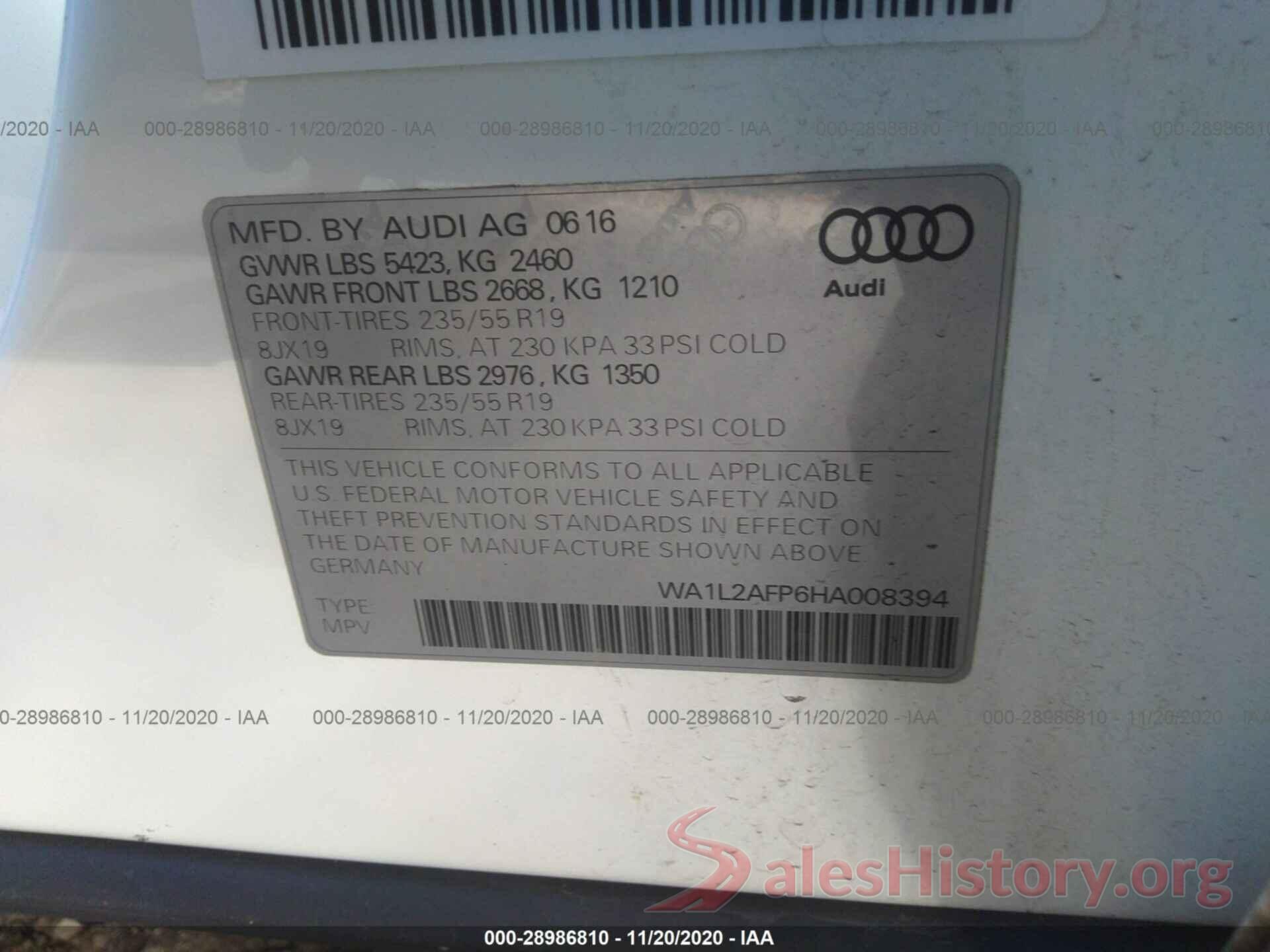 WA1L2AFP6HA008394 2017 AUDI Q5