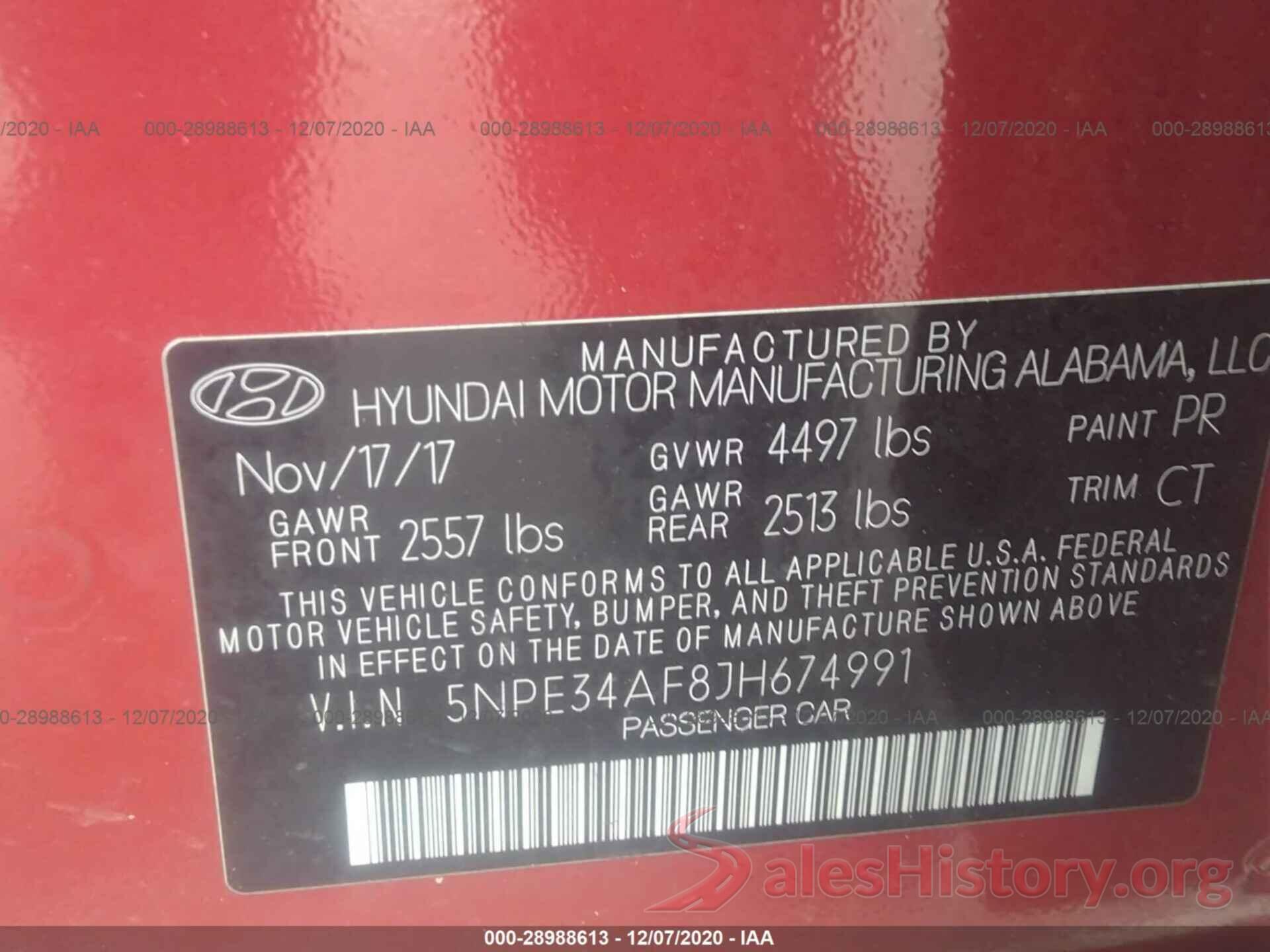 5NPE34AF8JH674991 2018 HYUNDAI SONATA