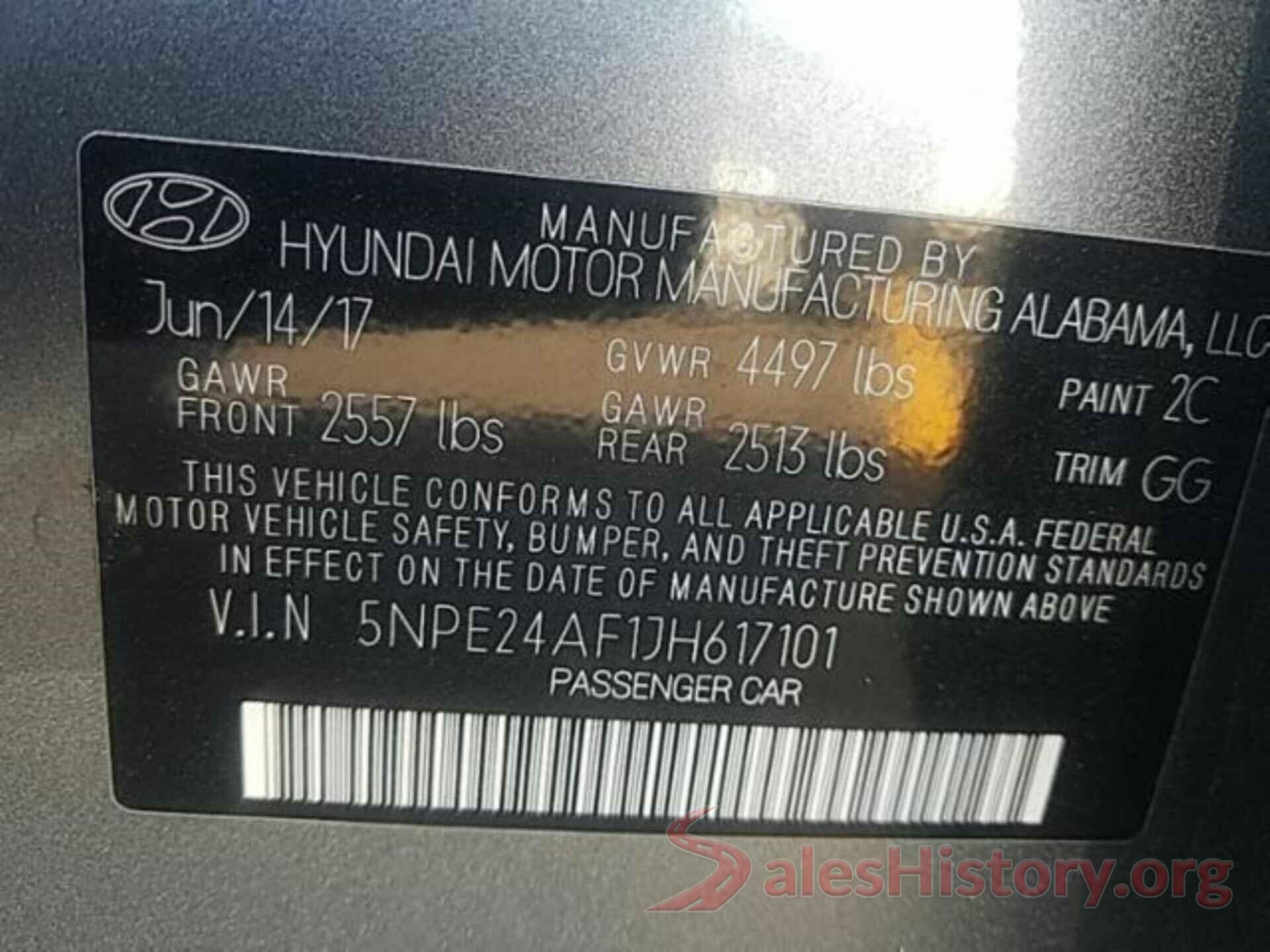 5NPE24AF1JH617101 2018 HYUNDAI SONATA