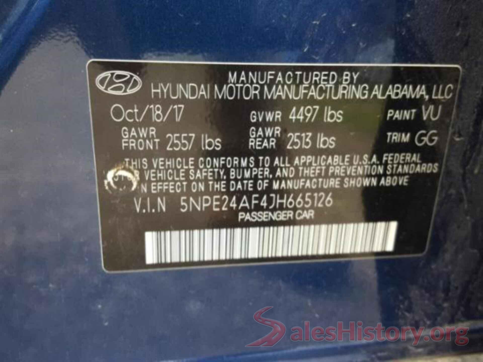 5NPE24AF4JH665126 2018 HYUNDAI SONATA