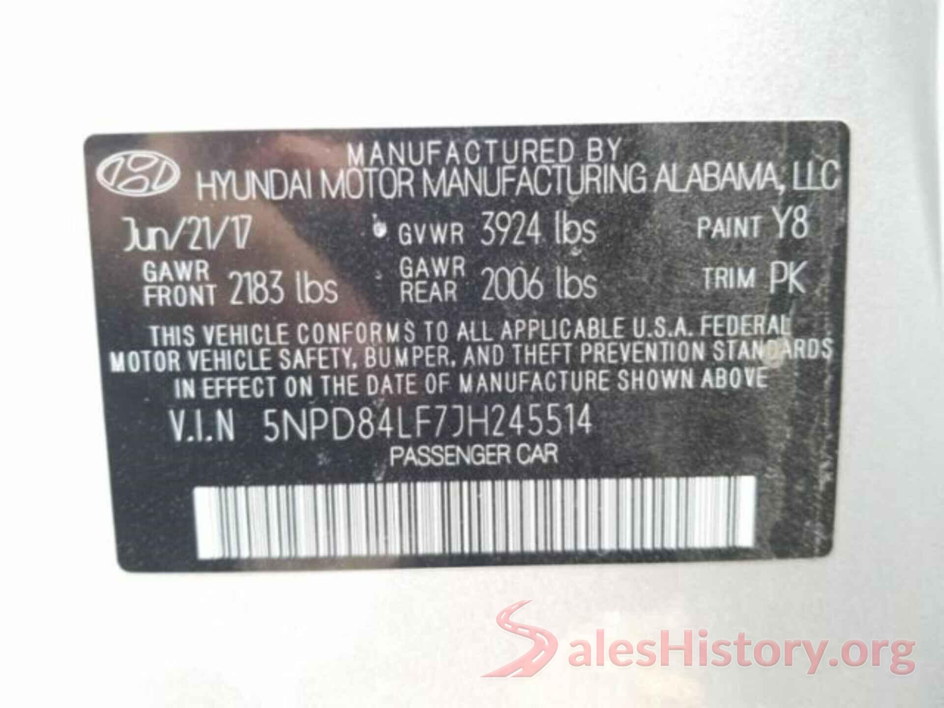 5NPD84LF7JH245514 2018 HYUNDAI ELANTRA