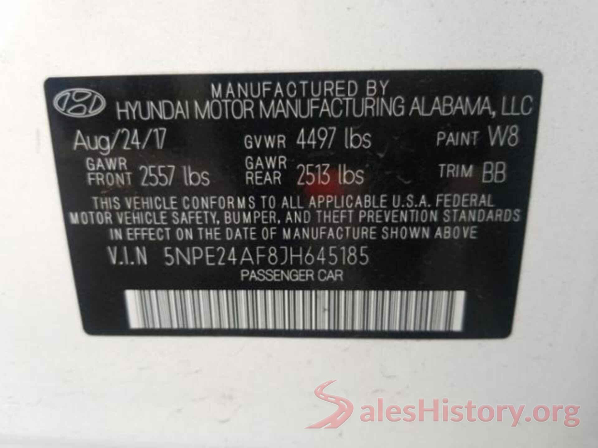 5NPE24AF8JH645185 2018 HYUNDAI SONATA