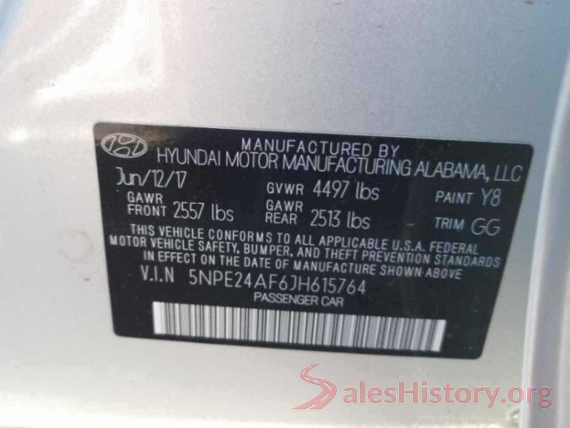 5NPE24AF6JH615764 2018 HYUNDAI SONATA