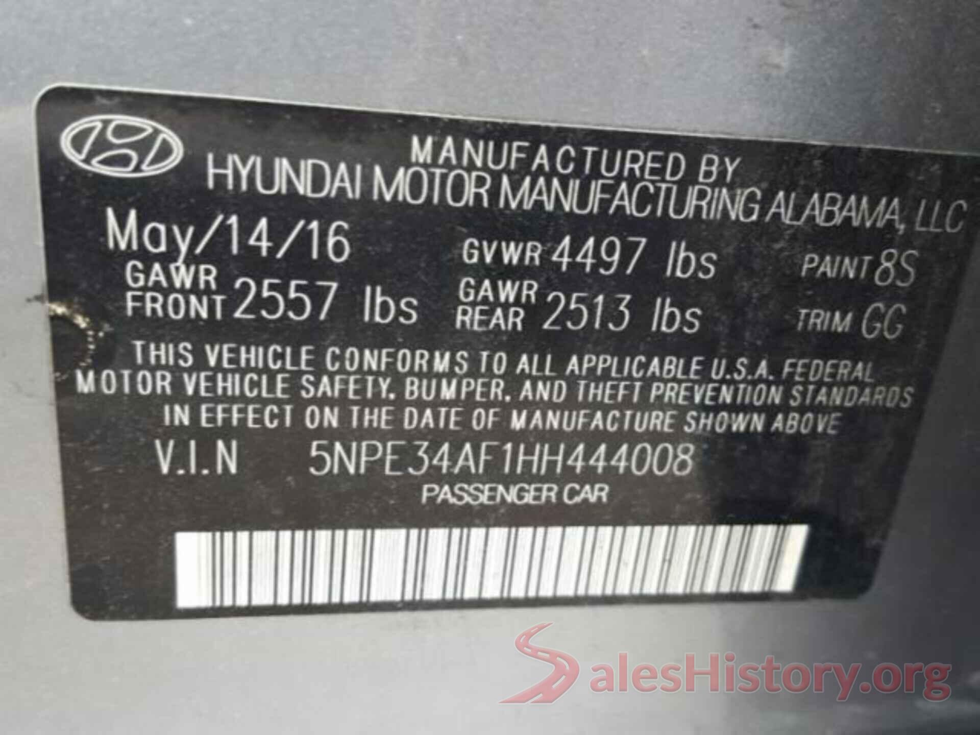 5NPE34AF1HH444008 2017 HYUNDAI SONATA