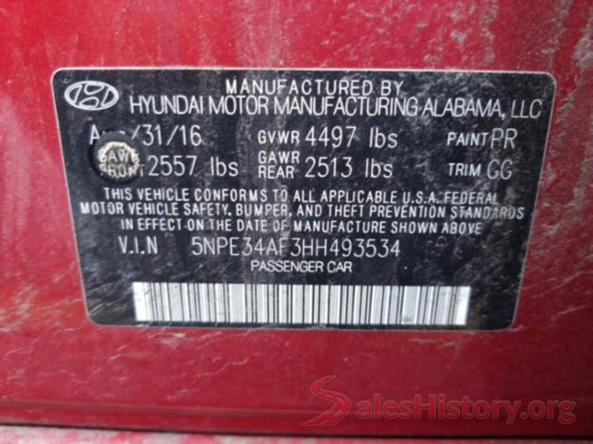 5NPE34AF3HH493534 2017 HYUNDAI SONATA