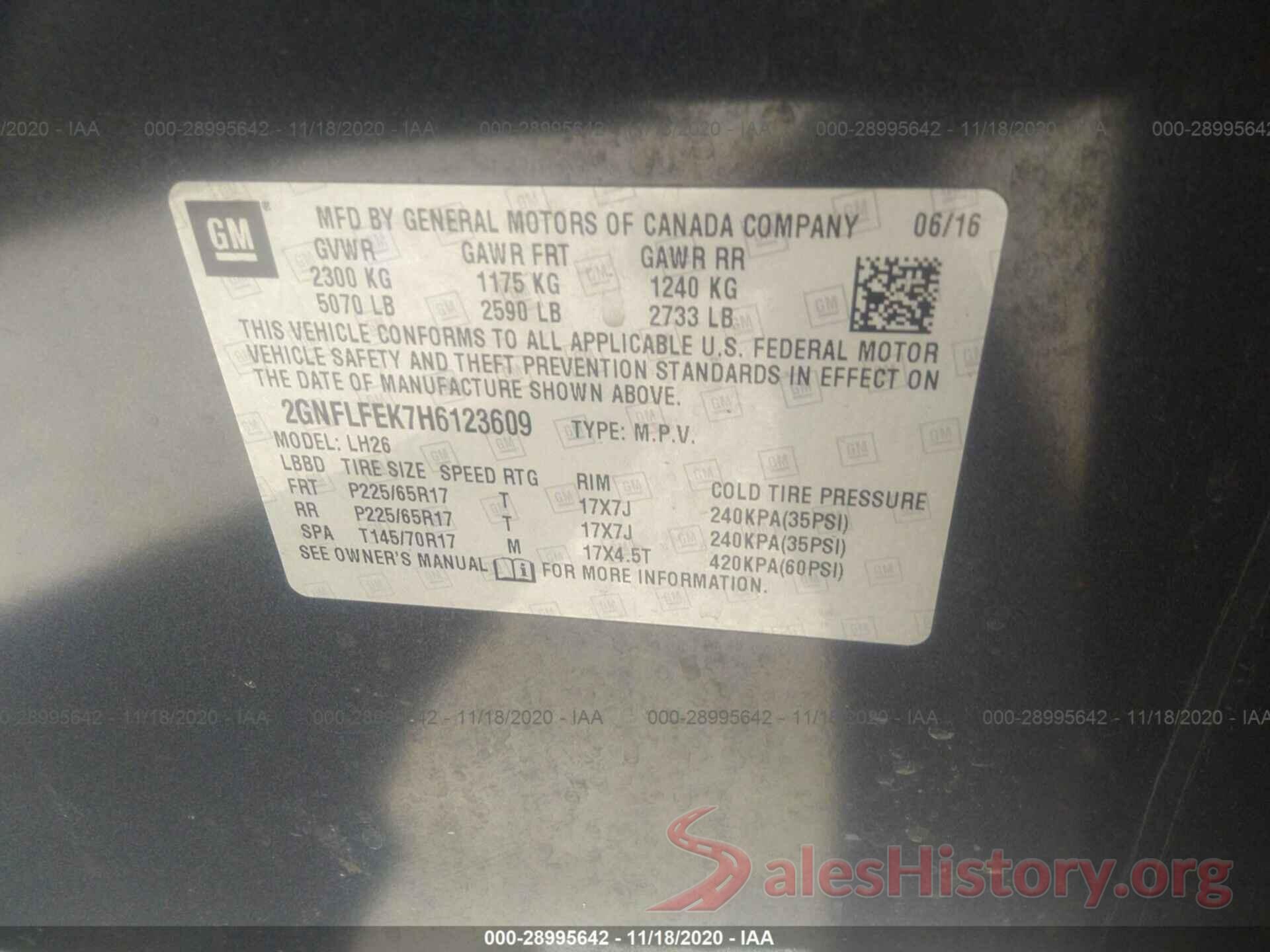 2GNFLFEK7H6123609 2017 CHEVROLET EQUINOX