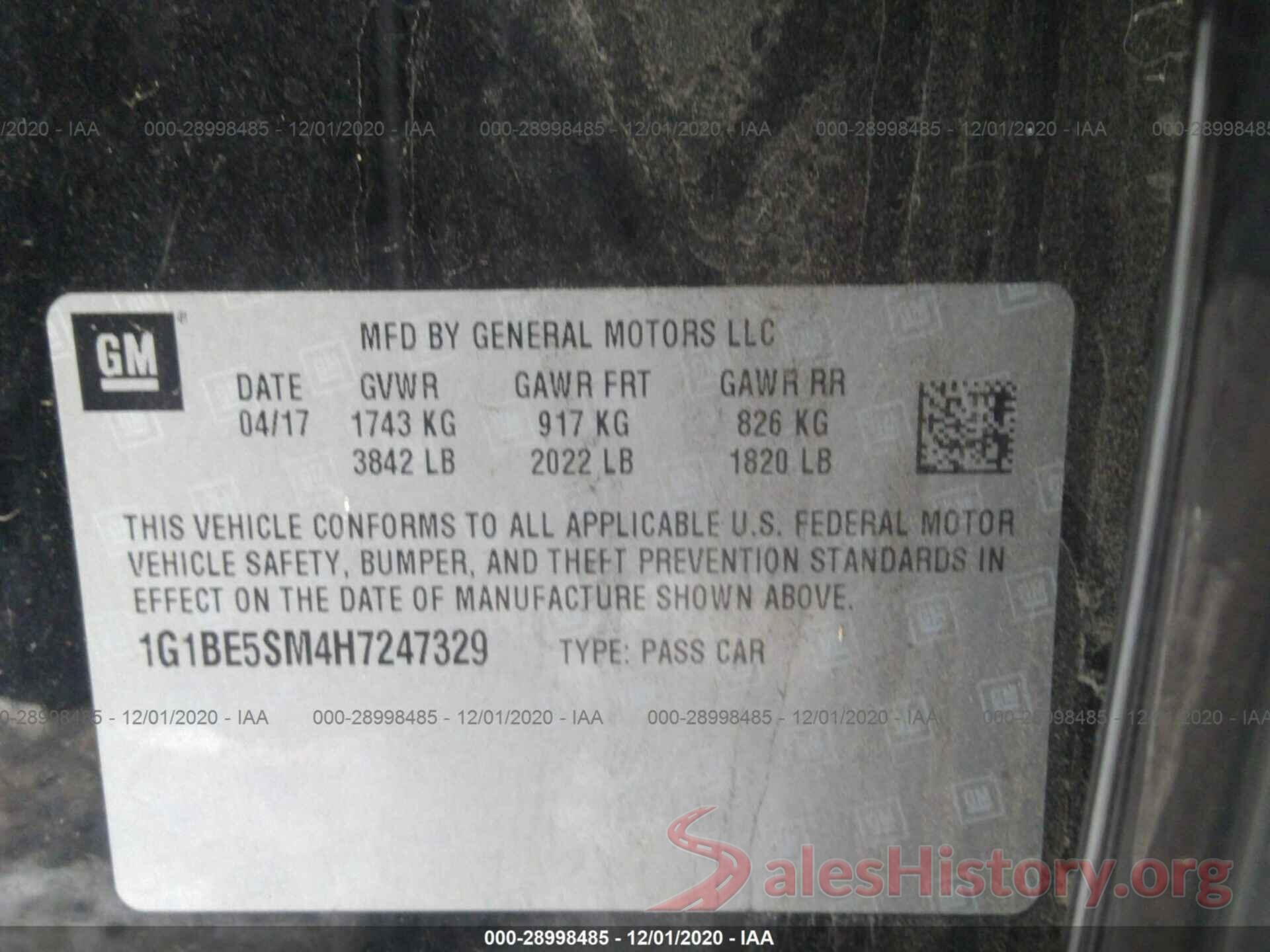 1G1BE5SM4H7247329 2017 CHEVROLET CRUZE