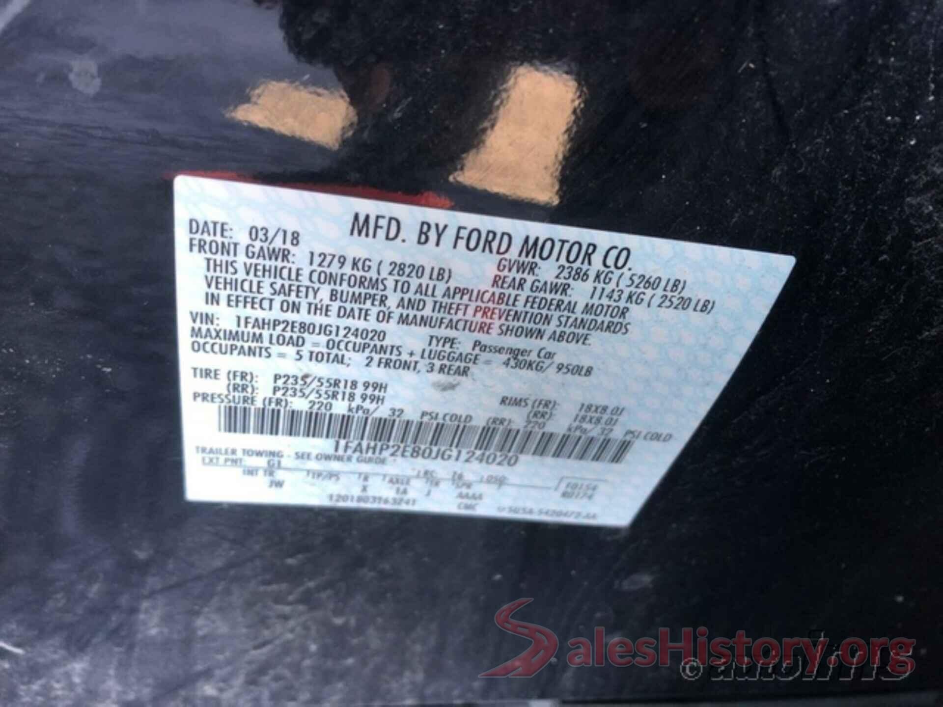 1FAHP2E80JG124020 2018 FORD TAURUS