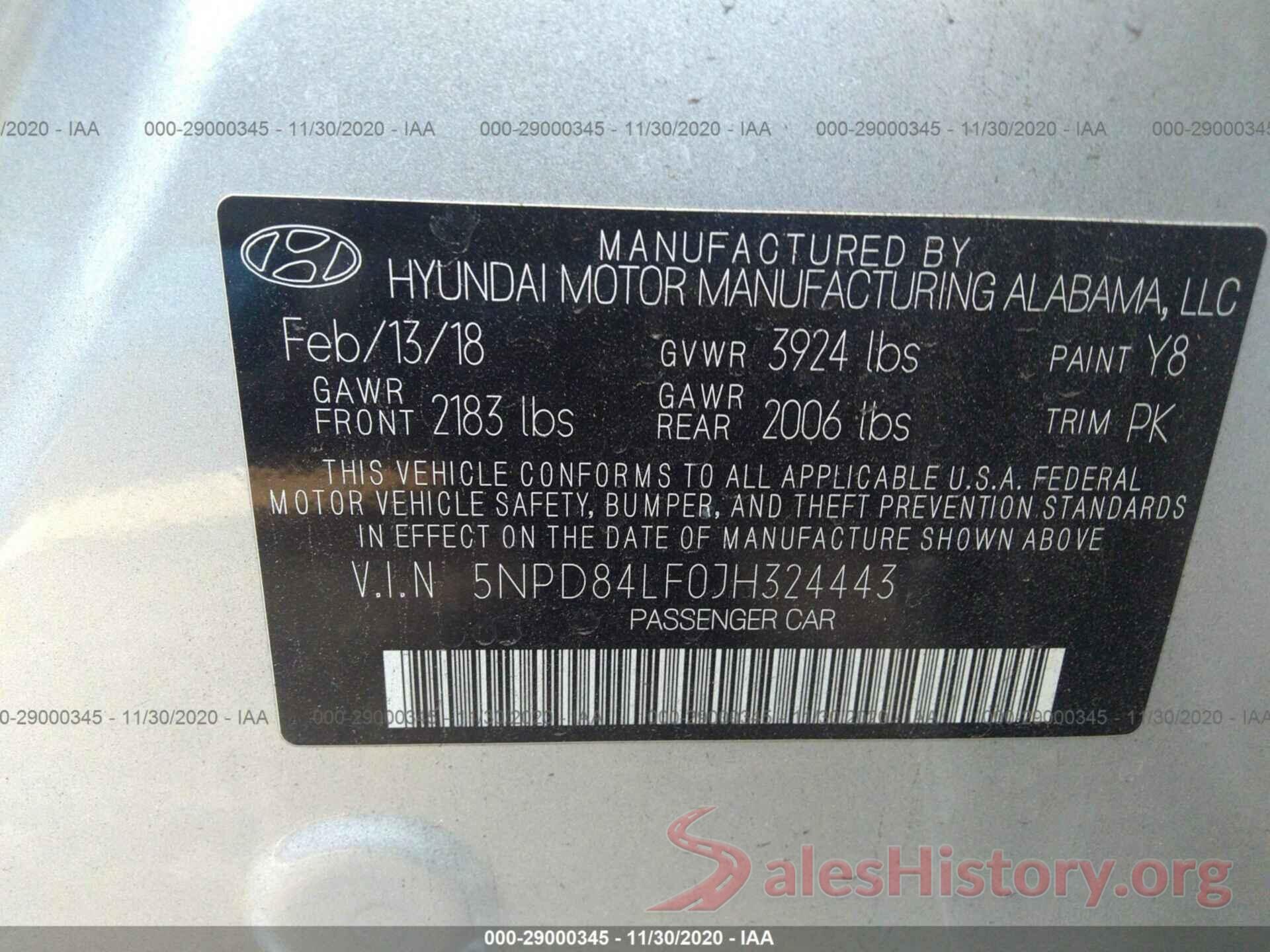 5NPD84LF0JH324443 2018 HYUNDAI ELANTRA