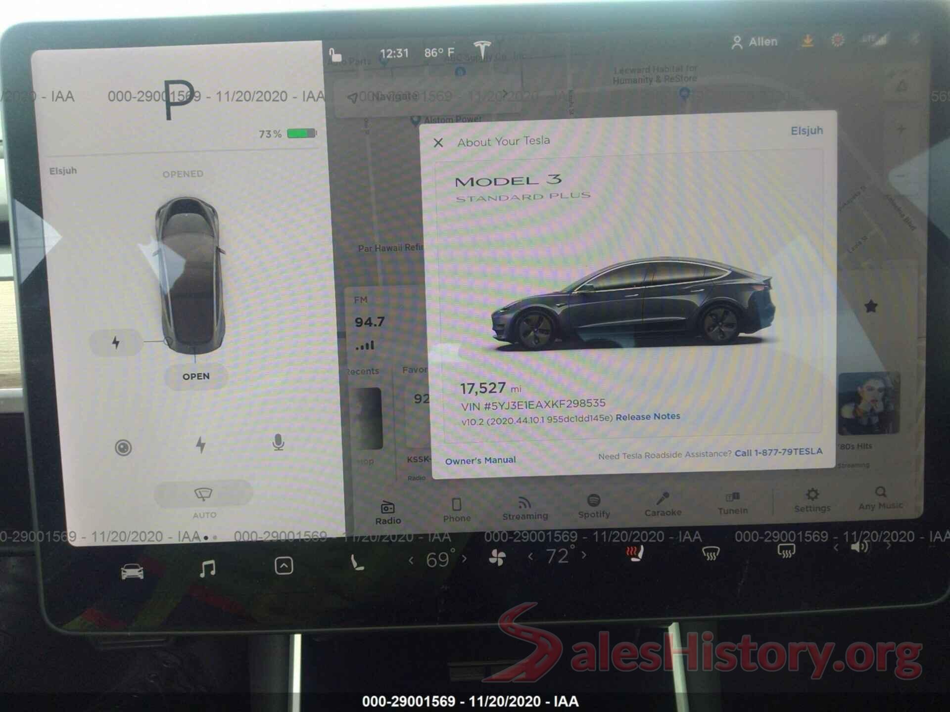 5YJ3E1EAXKF298535 2019 TESLA MODEL 3