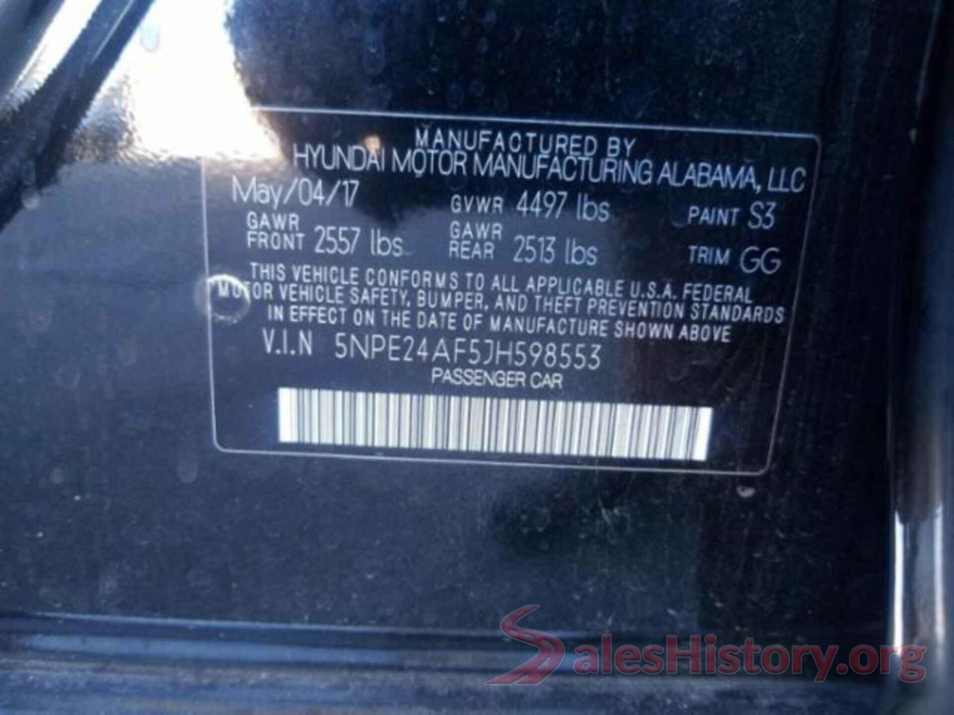 5NPE24AF5JH598553 2018 HYUNDAI SONATA