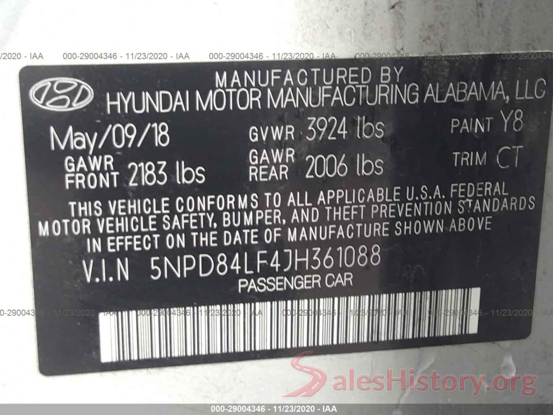 5NPD84LF4JH361088 2018 HYUNDAI ELANTRA