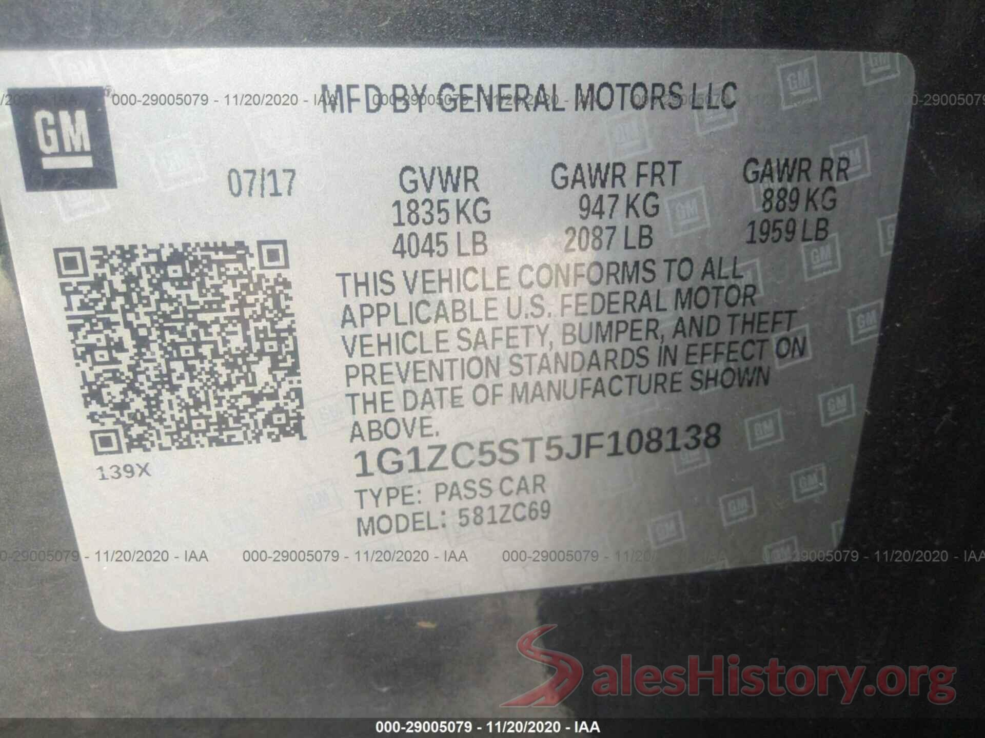 1G1ZC5ST5JF108138 2018 CHEVROLET MALIBU