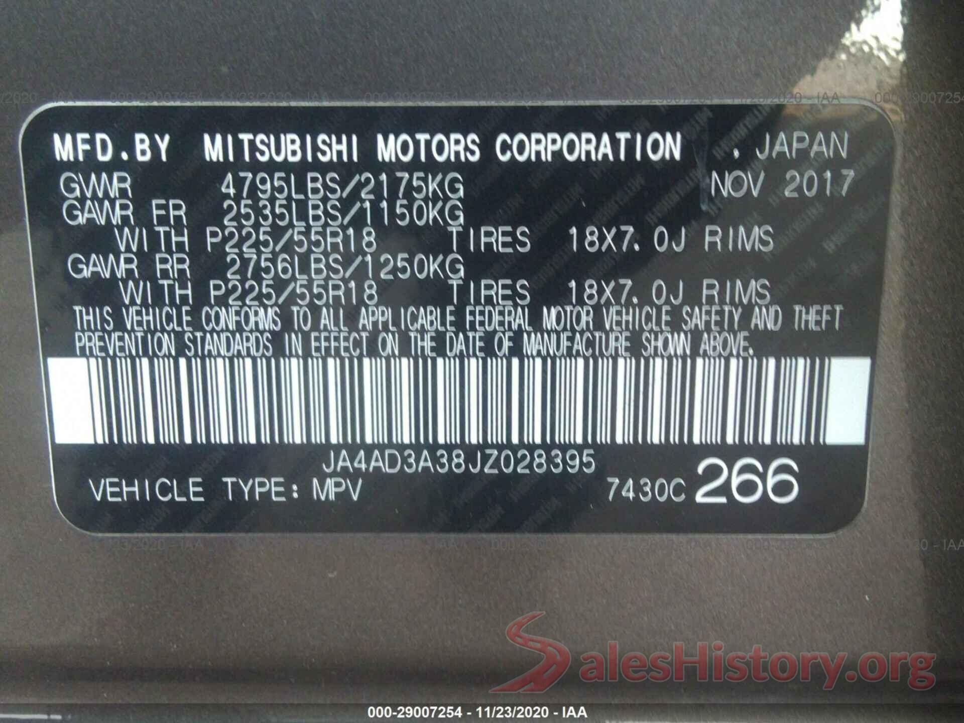 JA4AD3A38JZ028395 2018 MITSUBISHI OUTLANDER