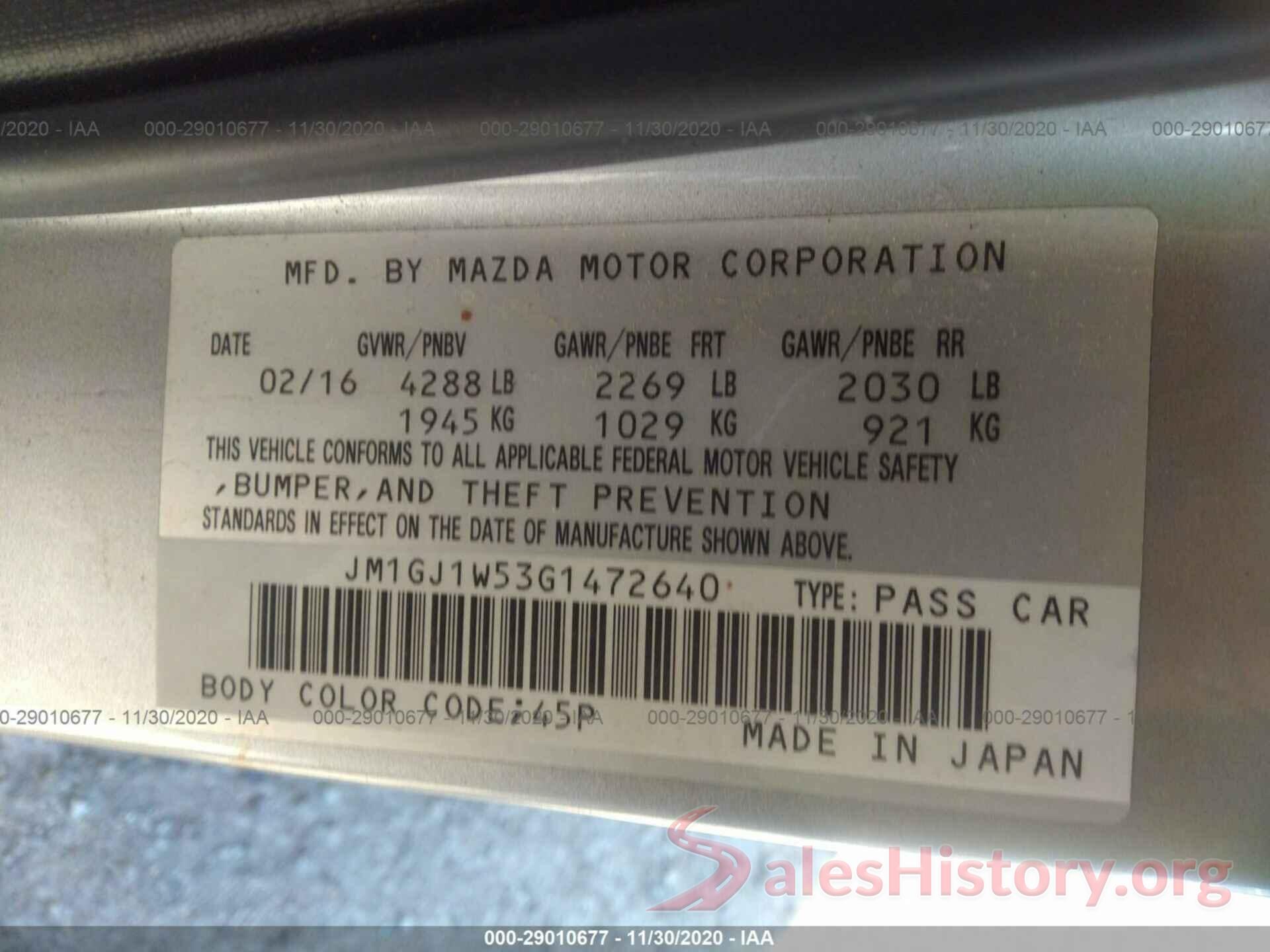 JM1GJ1W53G1472640 2016 MAZDA MAZDA6