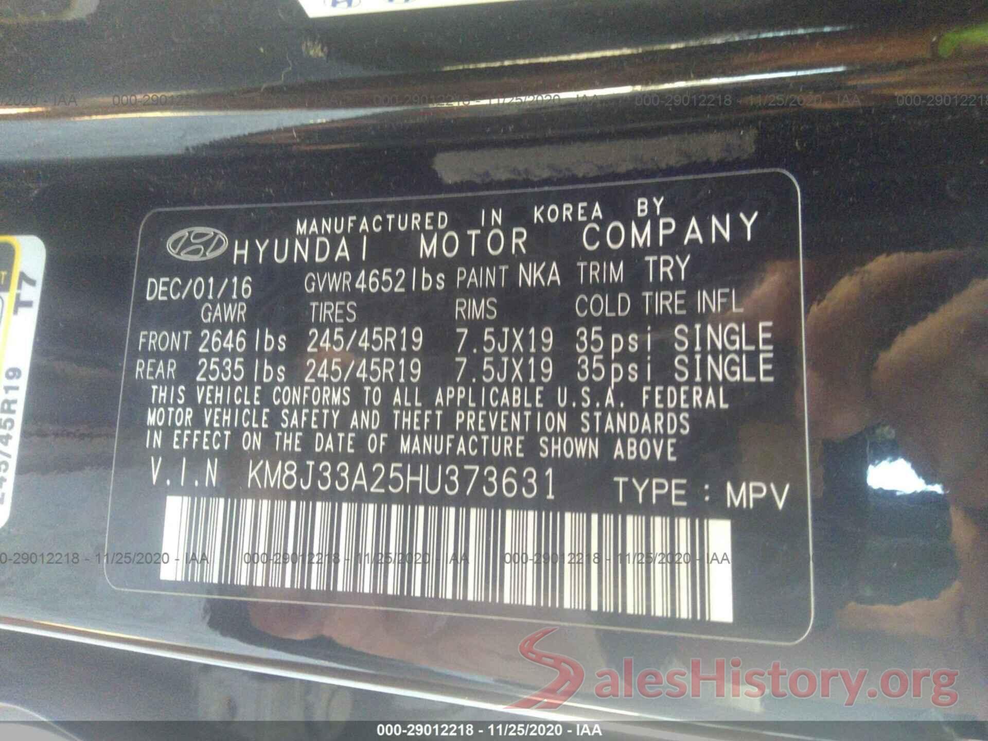 KM8J33A25HU373631 2017 HYUNDAI TUCSON