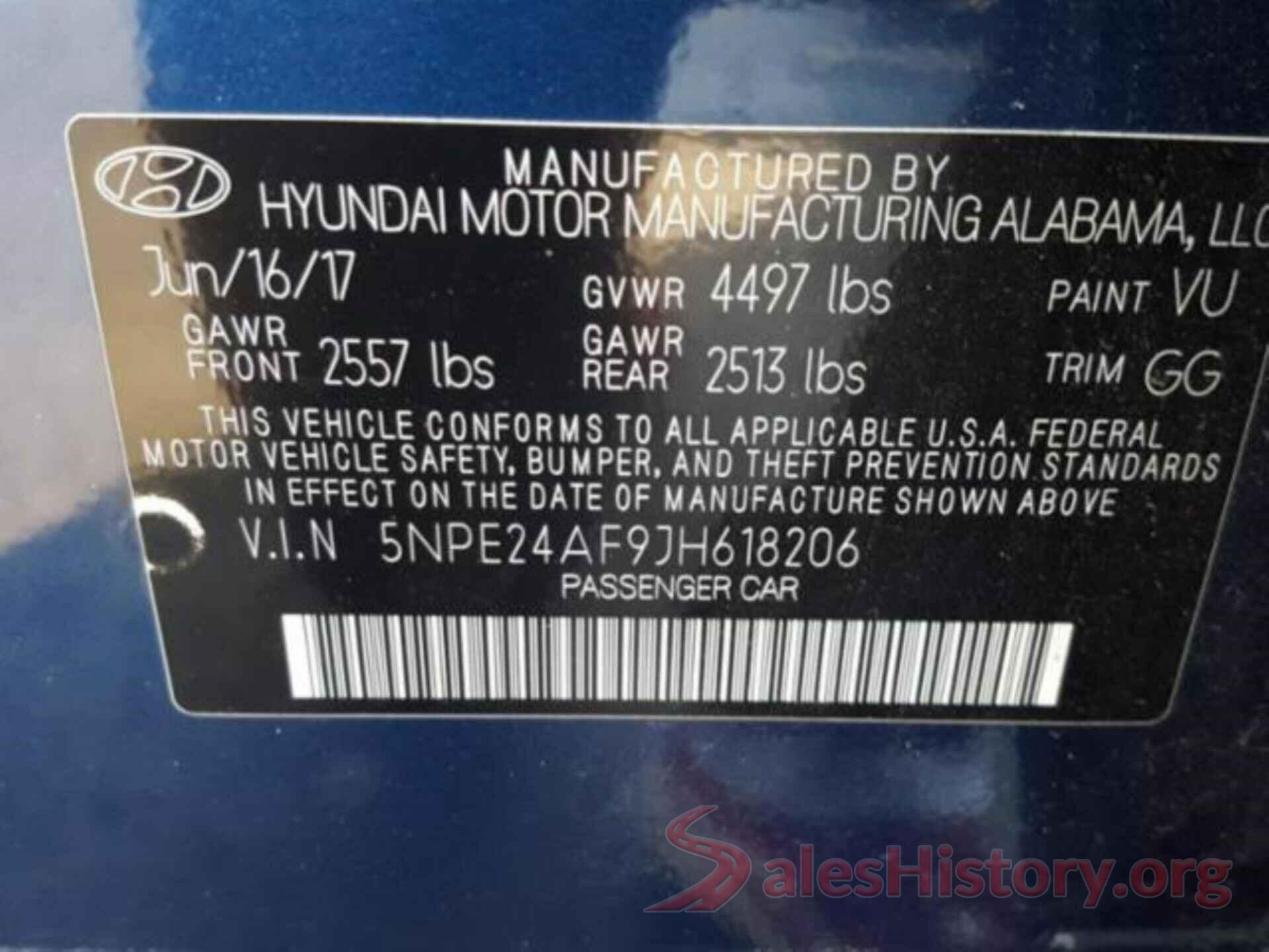 5NPE24AF9JH618206 2018 HYUNDAI SONATA