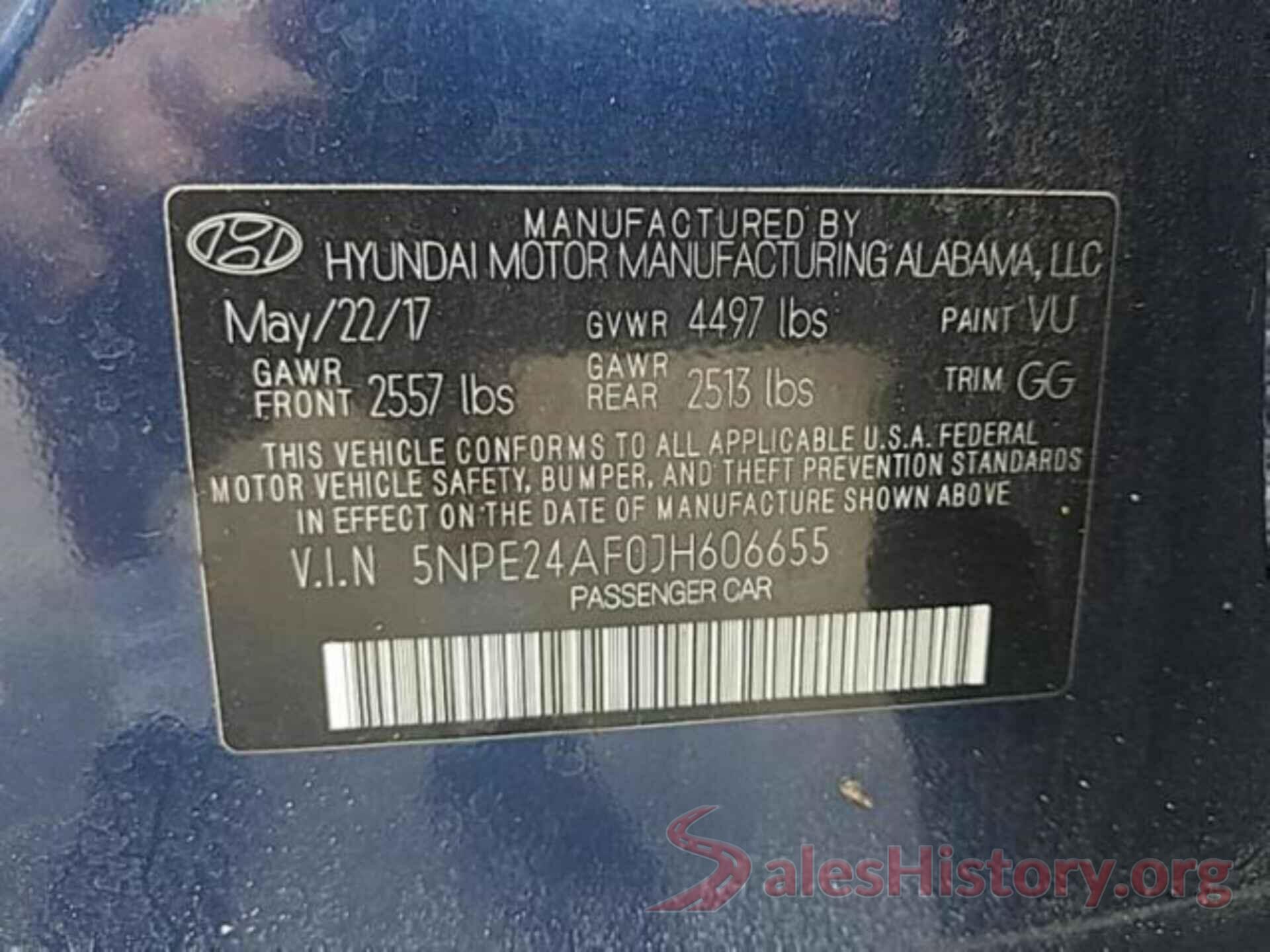 5NPE24AF0JH606655 2018 HYUNDAI SONATA