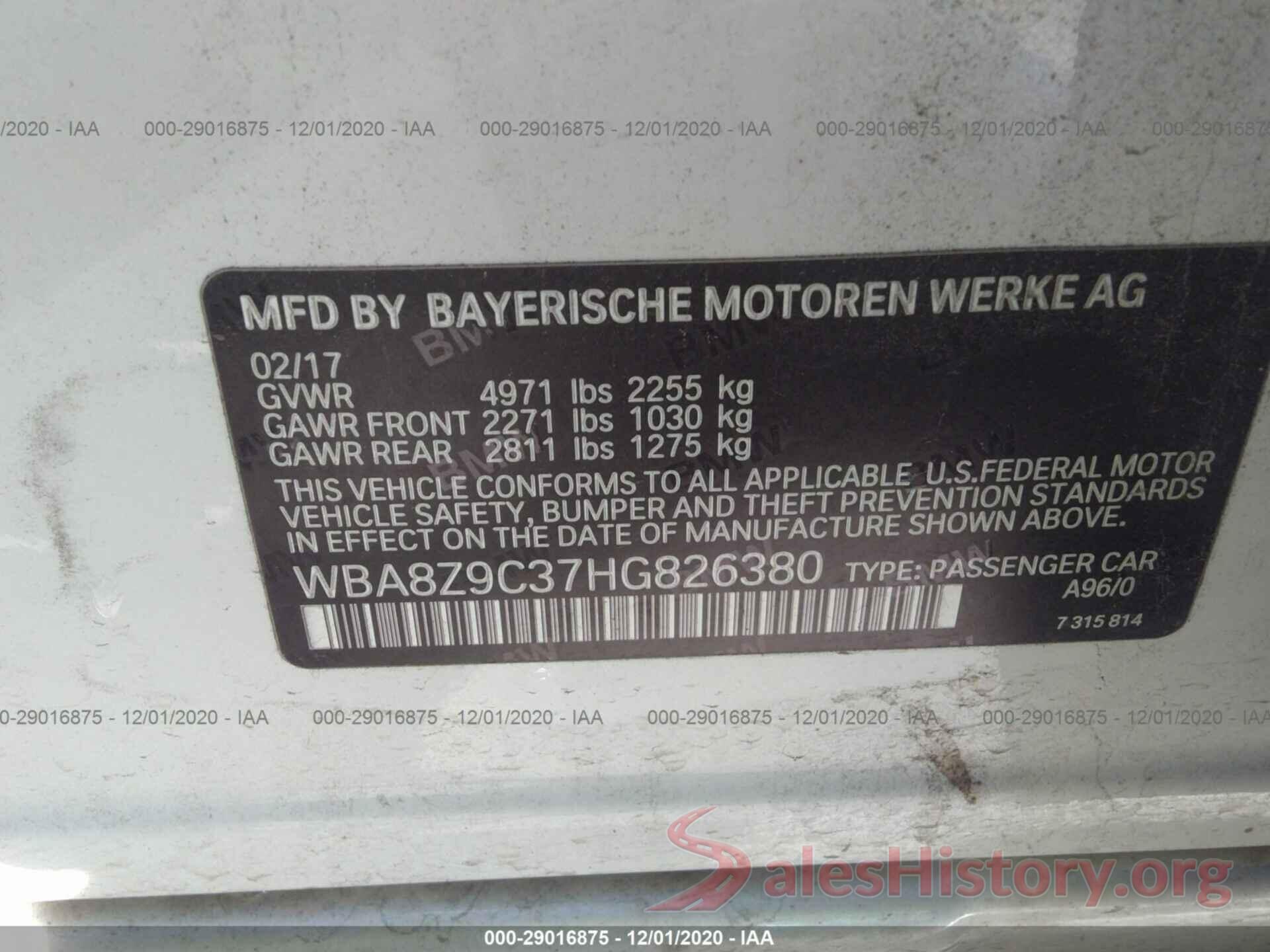 WBA8Z9C37HG826380 2017 BMW 3 SERIES