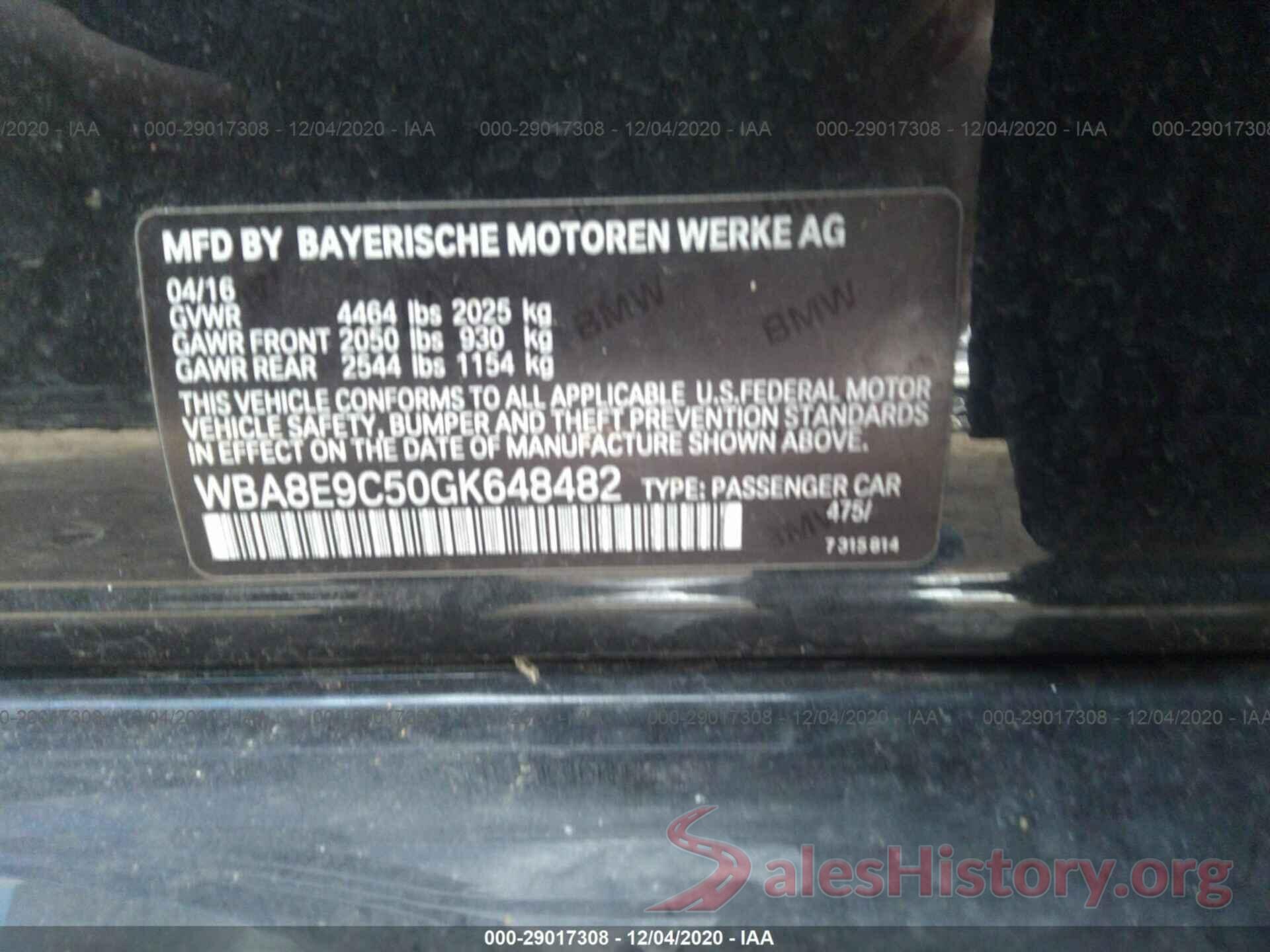 WBA8E9C50GK648482 2016 BMW 3 SERIES