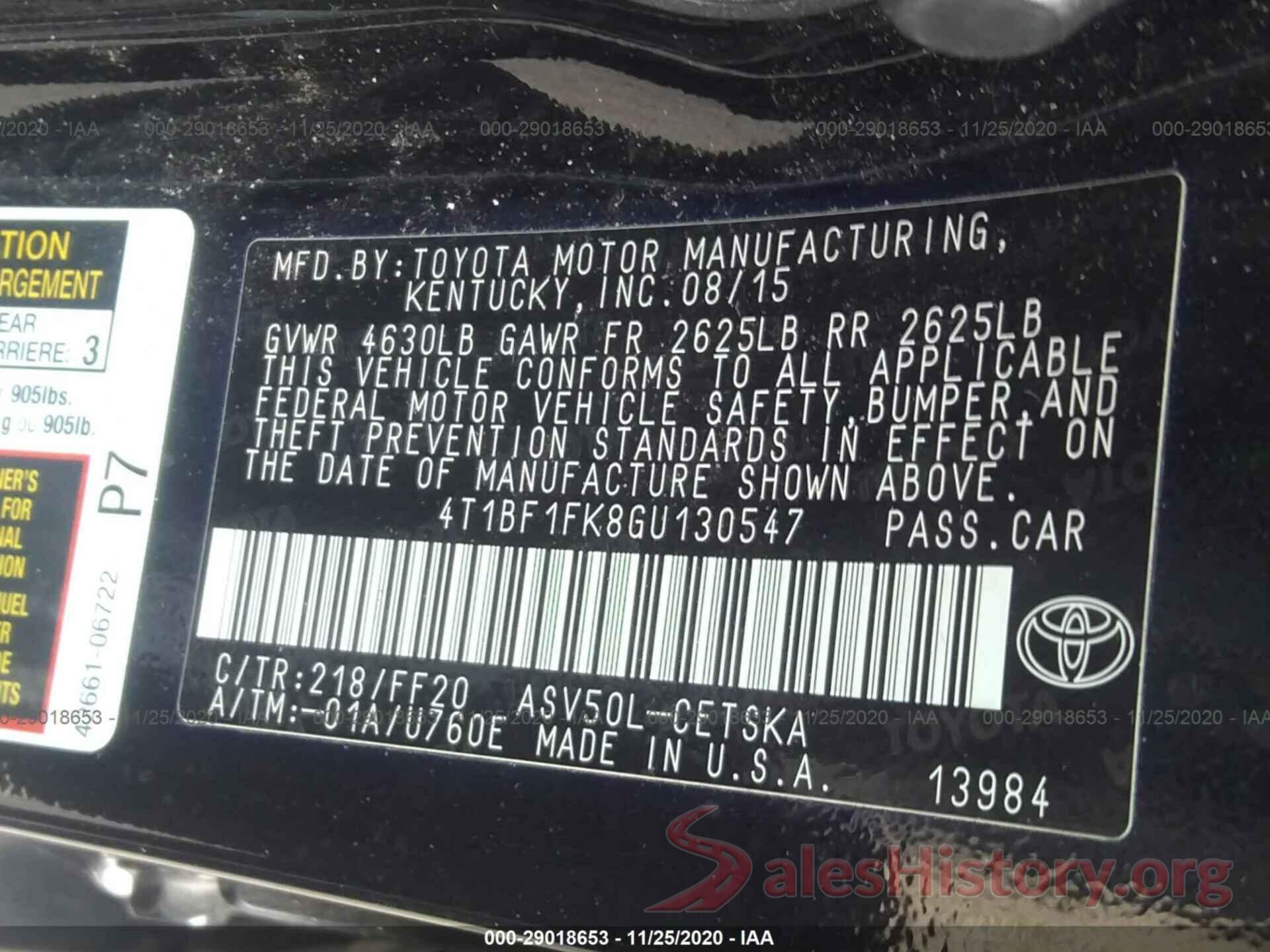 4T1BF1FK8GU130547 2016 TOYOTA CAMRY