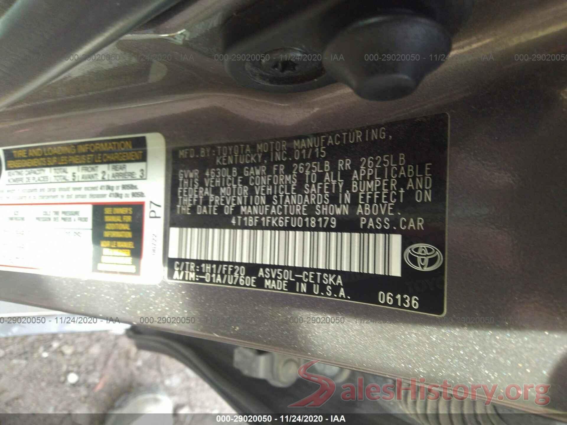 4T1BF1FK6FU018179 2015 TOYOTA CAMRY