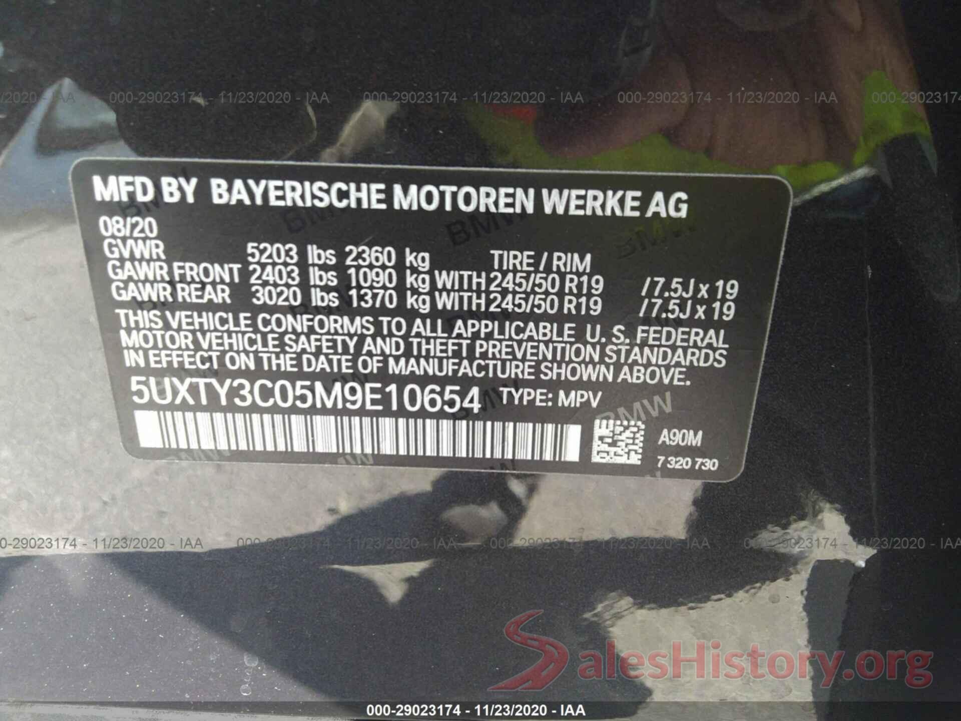 5UXTY3C05M9E10654 2021 BMW X3