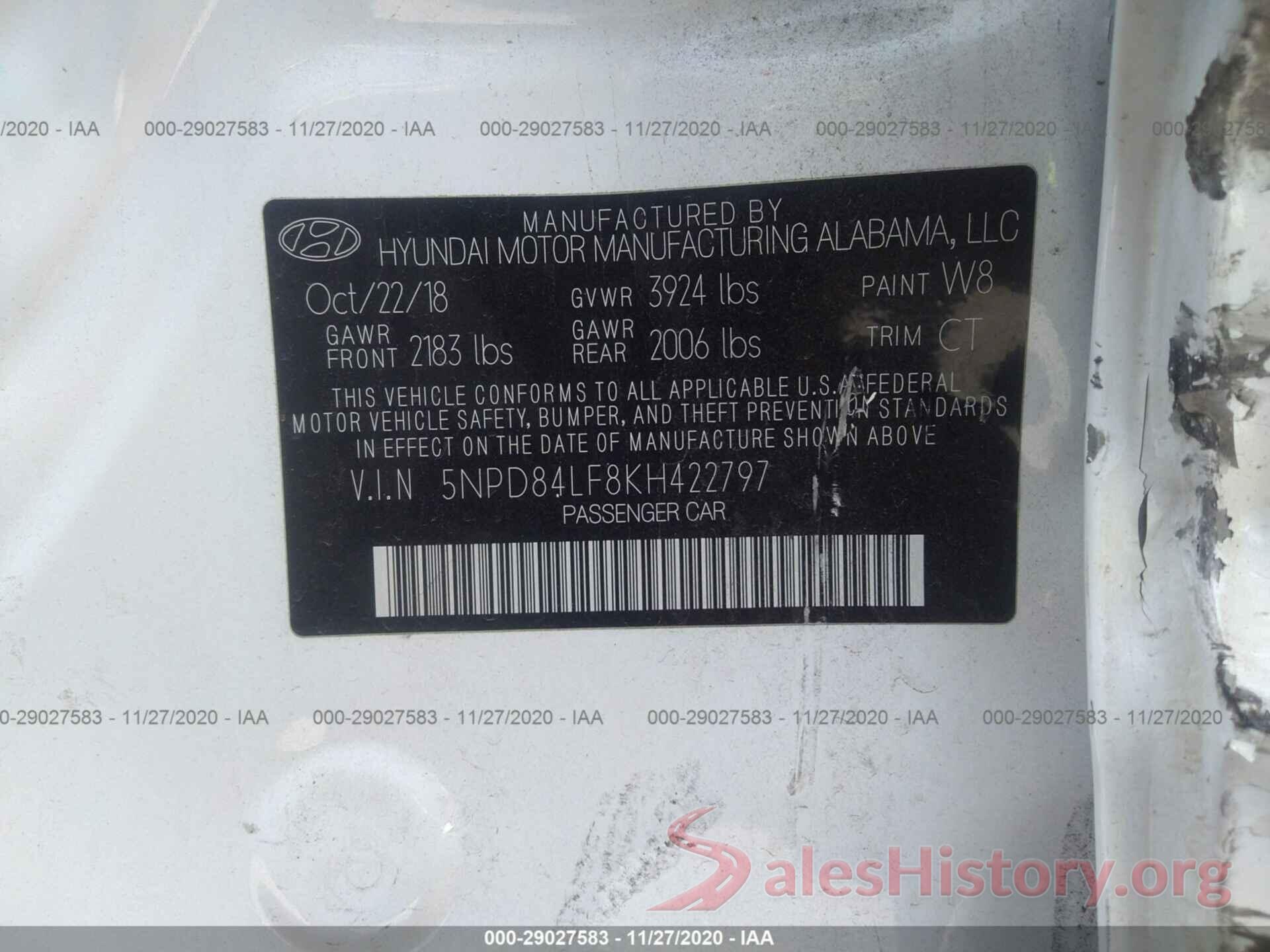 5NPD84LF8KH422797 2019 HYUNDAI ELANTRA