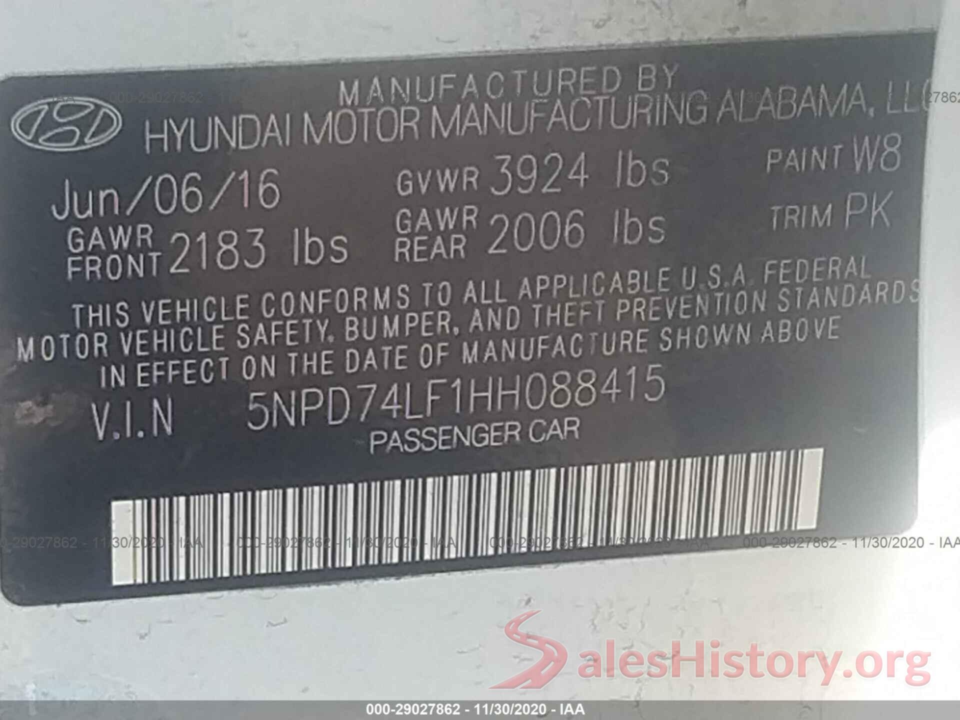 5NPD74LF1HH088415 2017 HYUNDAI ELANTRA