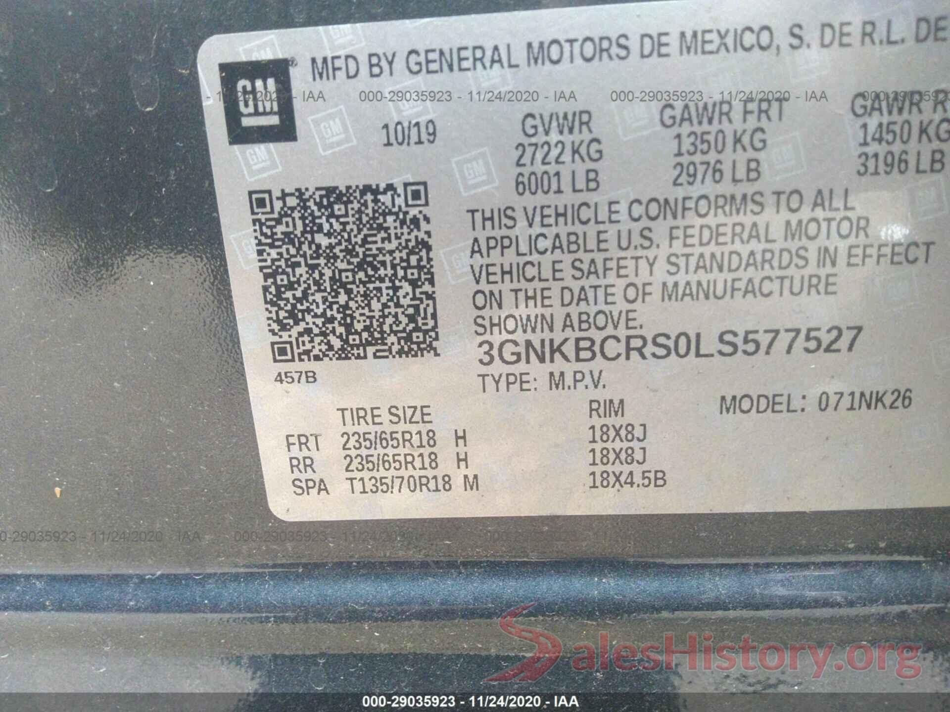 3GNKBCRS0LS577527 2020 CHEVROLET BLAZER