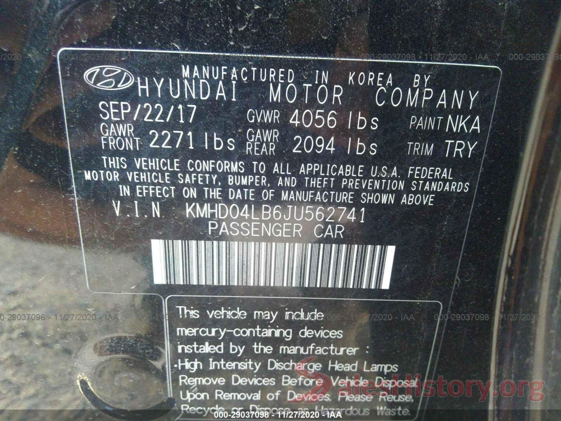 KMHD04LB6JU562741 2018 HYUNDAI ELANTRA