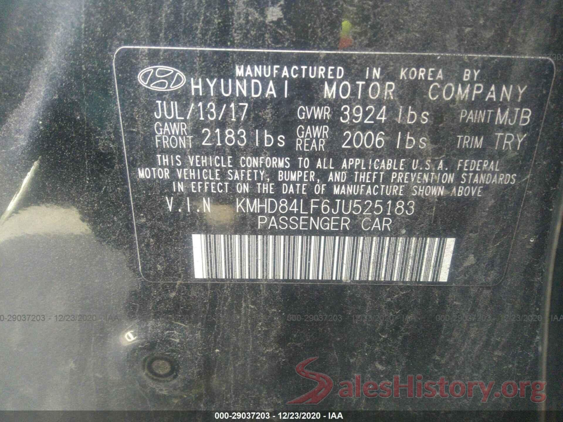 KMHD84LF6JU525183 2018 HYUNDAI ELANTRA